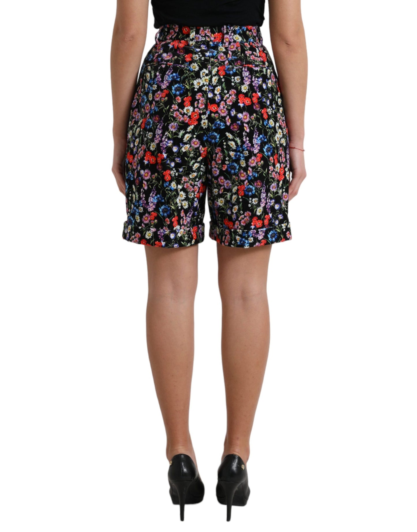 Dolce & Gabbana Chic Blomsterprintede Hotpants Shorts med Høj Talje