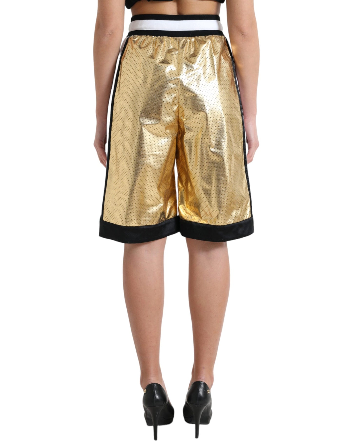 Dolce & Gabbana Elevated Elegance: Gyldne shorts med høj talje