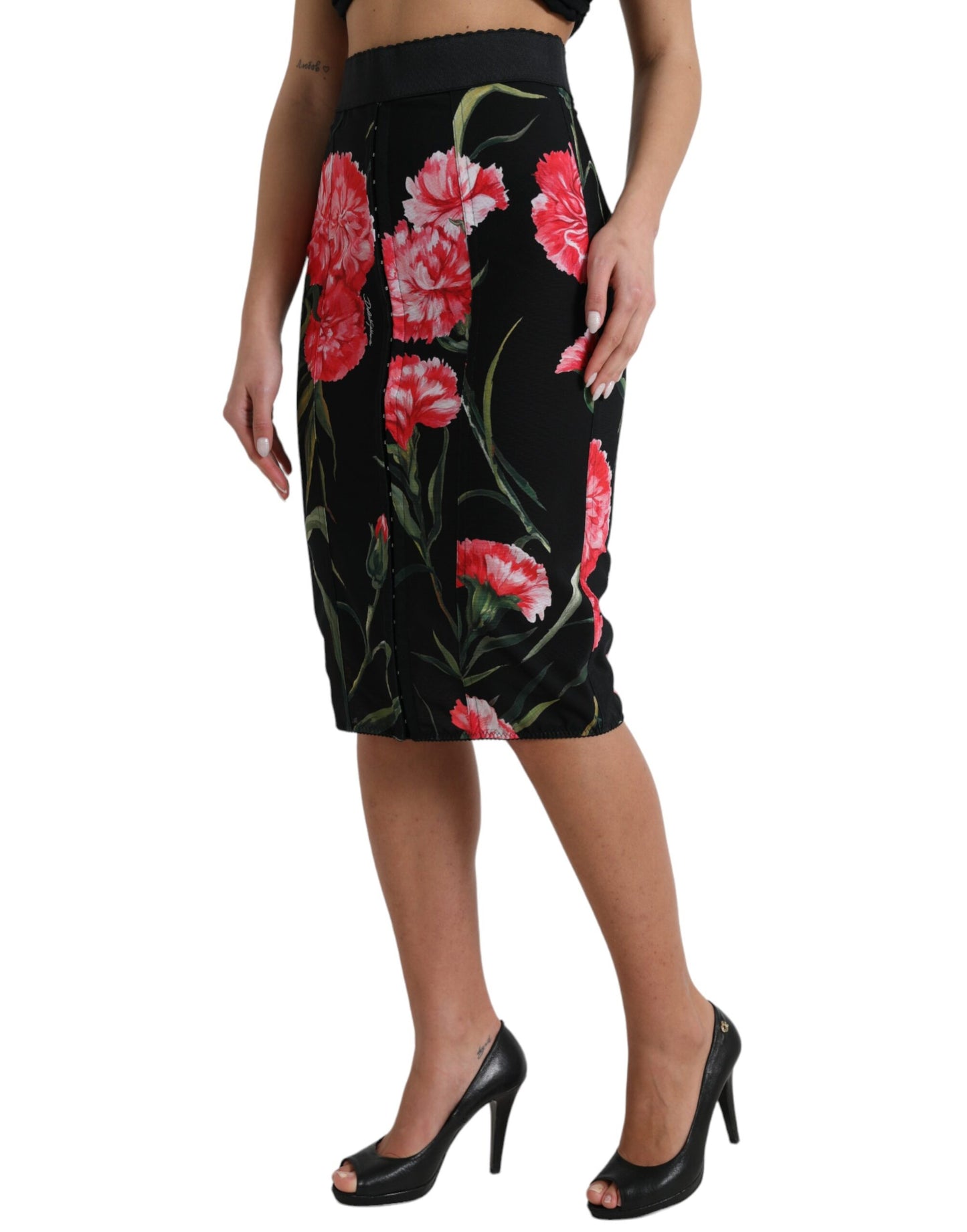 Dolce & Gabbana Blomsterprintet Højtaljet Blyantnederdel