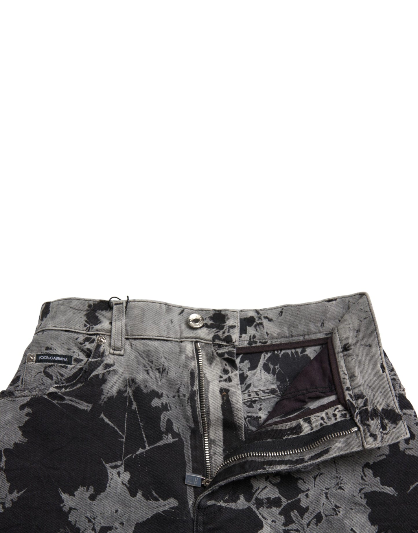 Dolce & Gabbana Chic højtaljet mini-denimnederdel med blondekant