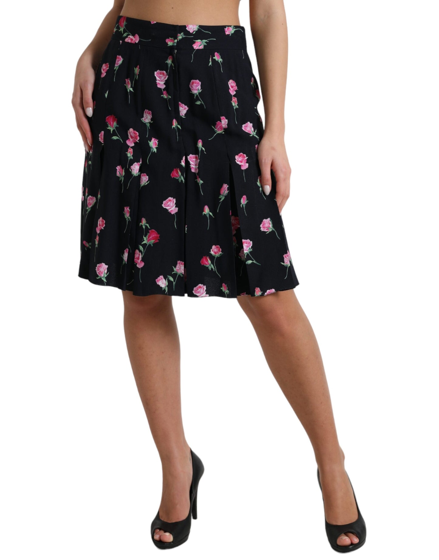 Dolce & Gabbana Elegant Blomstret A-formet Knælang Nederdel