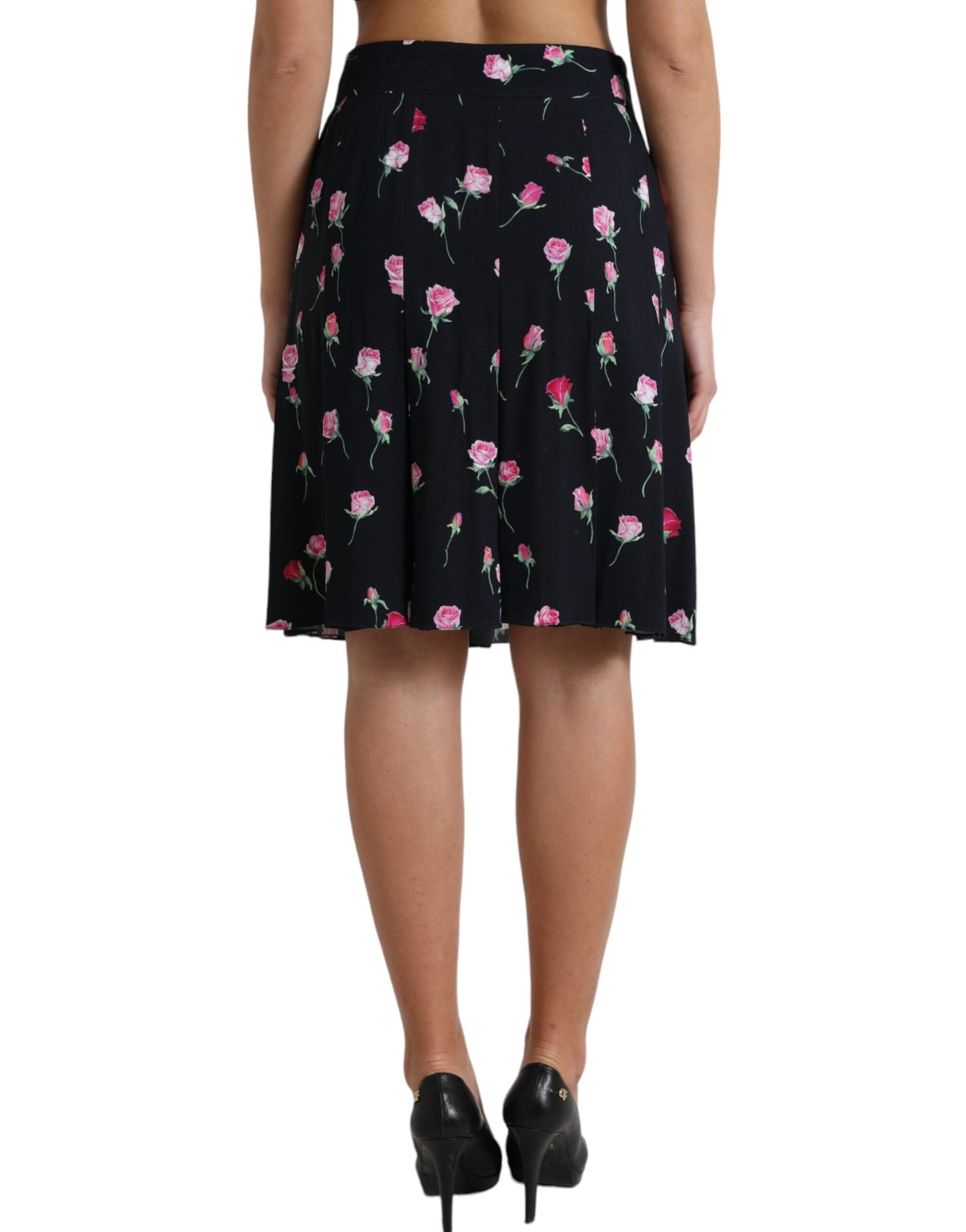 Dolce & Gabbana Elegant Blomstret A-formet Knælang Nederdel