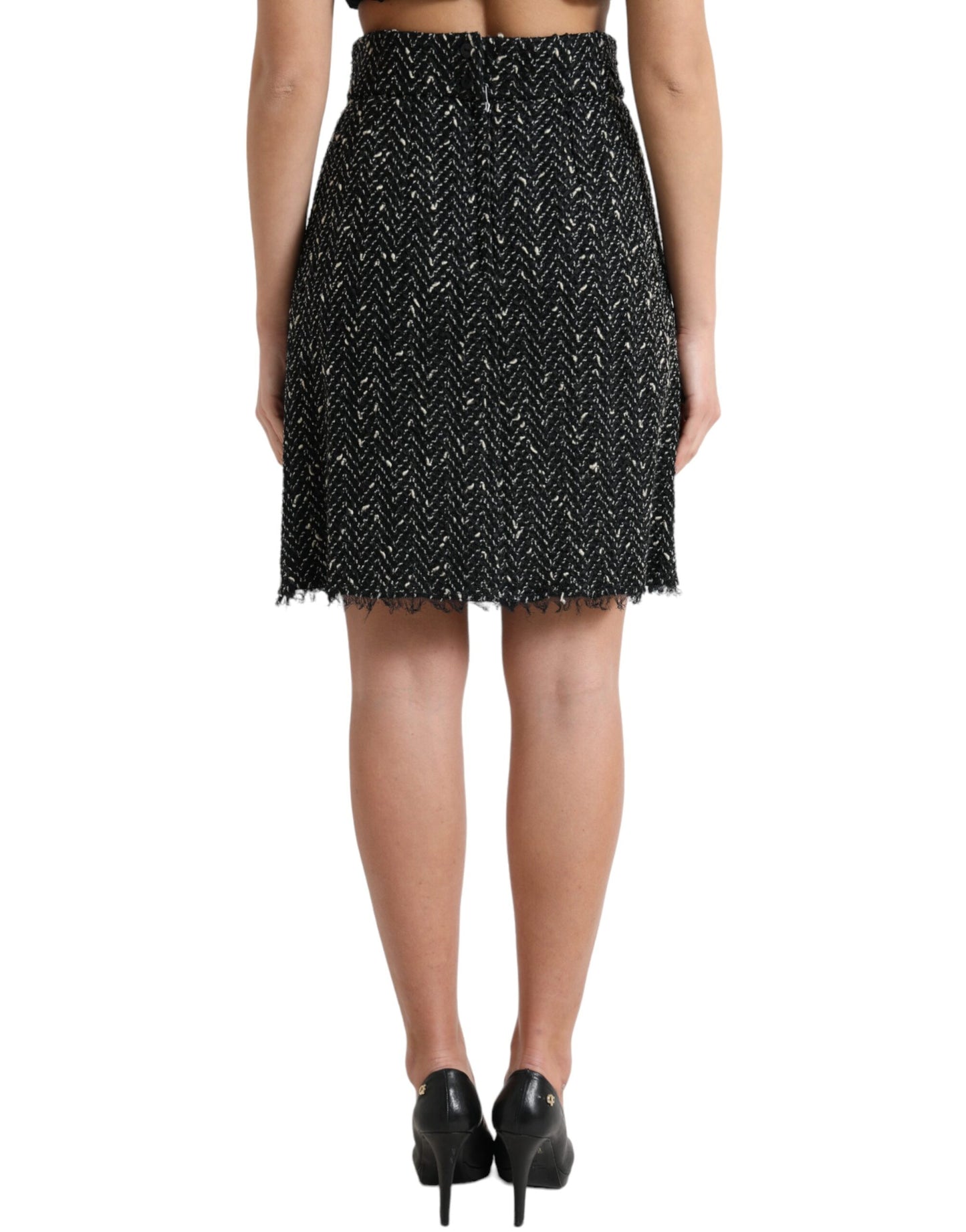 Dolce & Gabbana Elegant Tweed Højtaljet Mini Nederdel