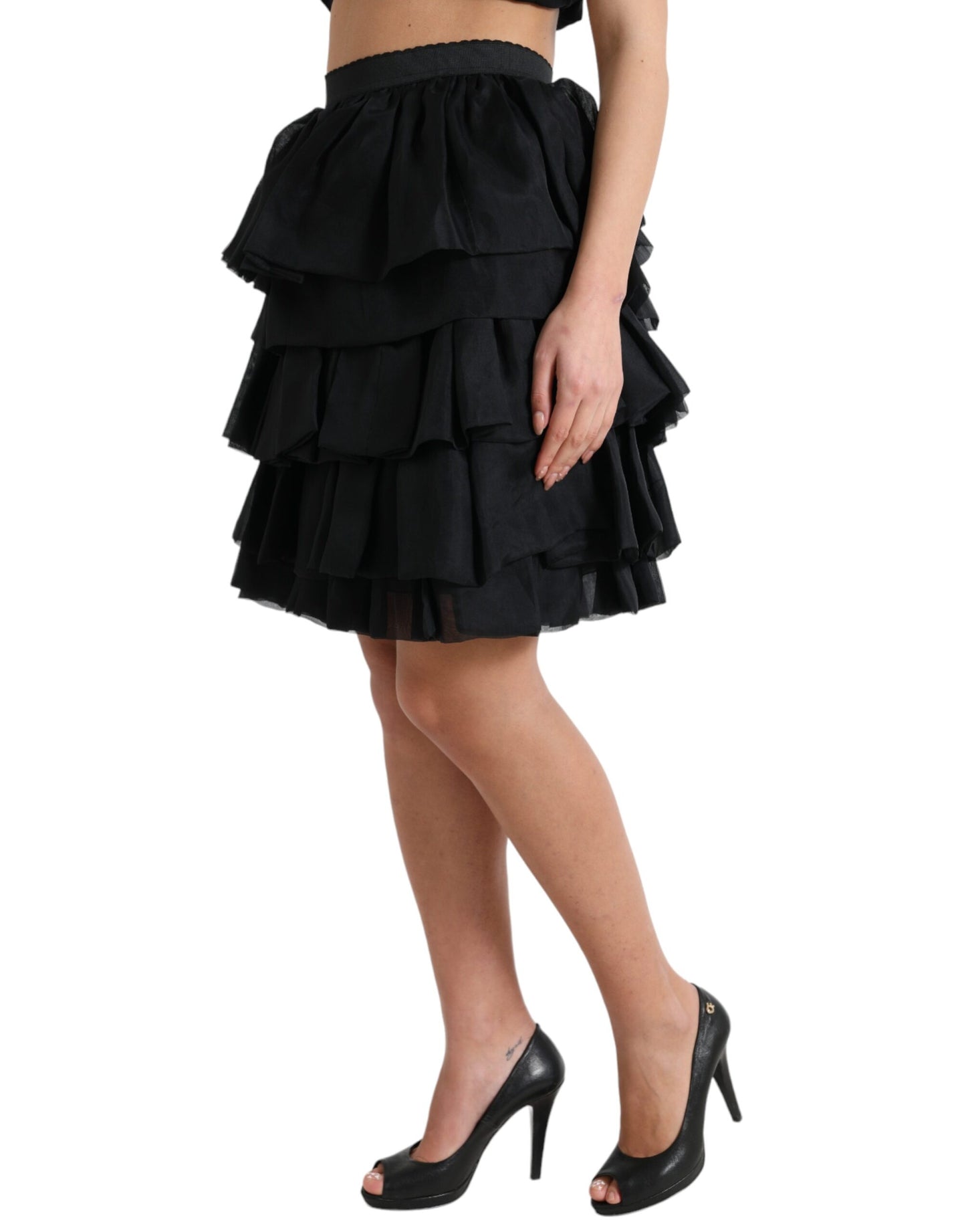 Dolce & Gabbana Elegant Lagdelt A-formet Mini Nederdel
