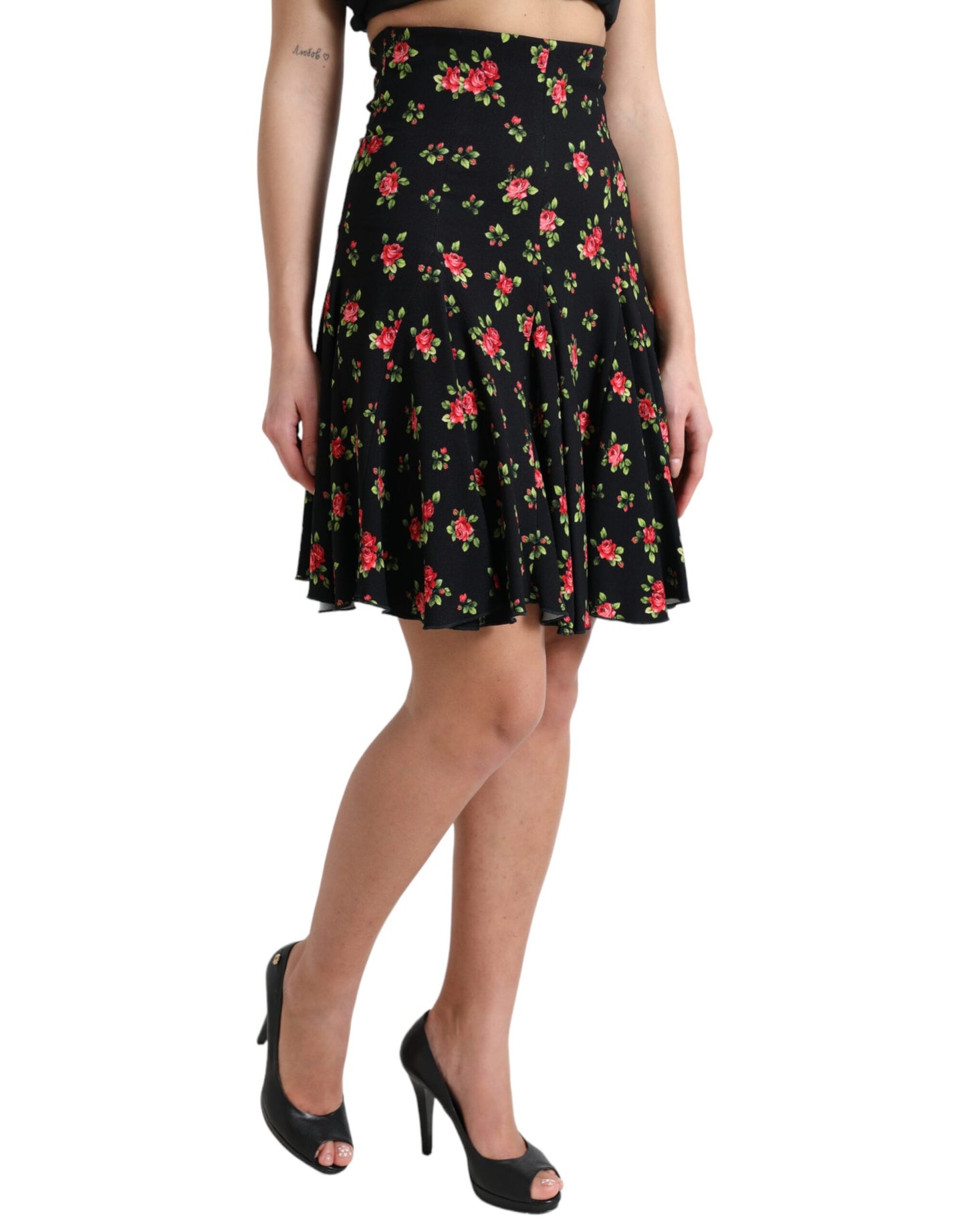 Dolce & Gabbana Blomstret A-formet mini-nederdel med høj talje