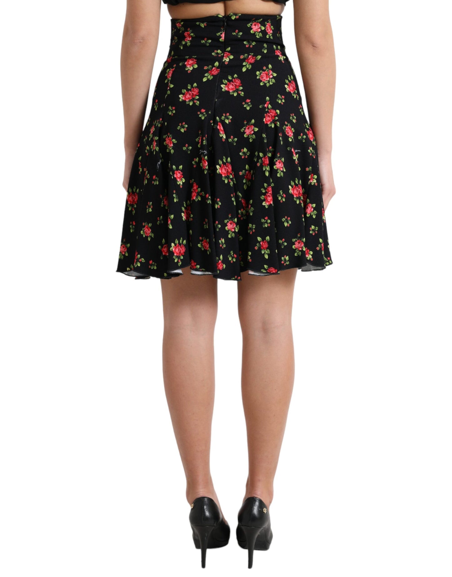 Dolce & Gabbana Blomstret A-formet mini-nederdel med høj talje