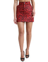 Dolce & Gabbana Højtaljet Rød Leopard Mini Nederdel