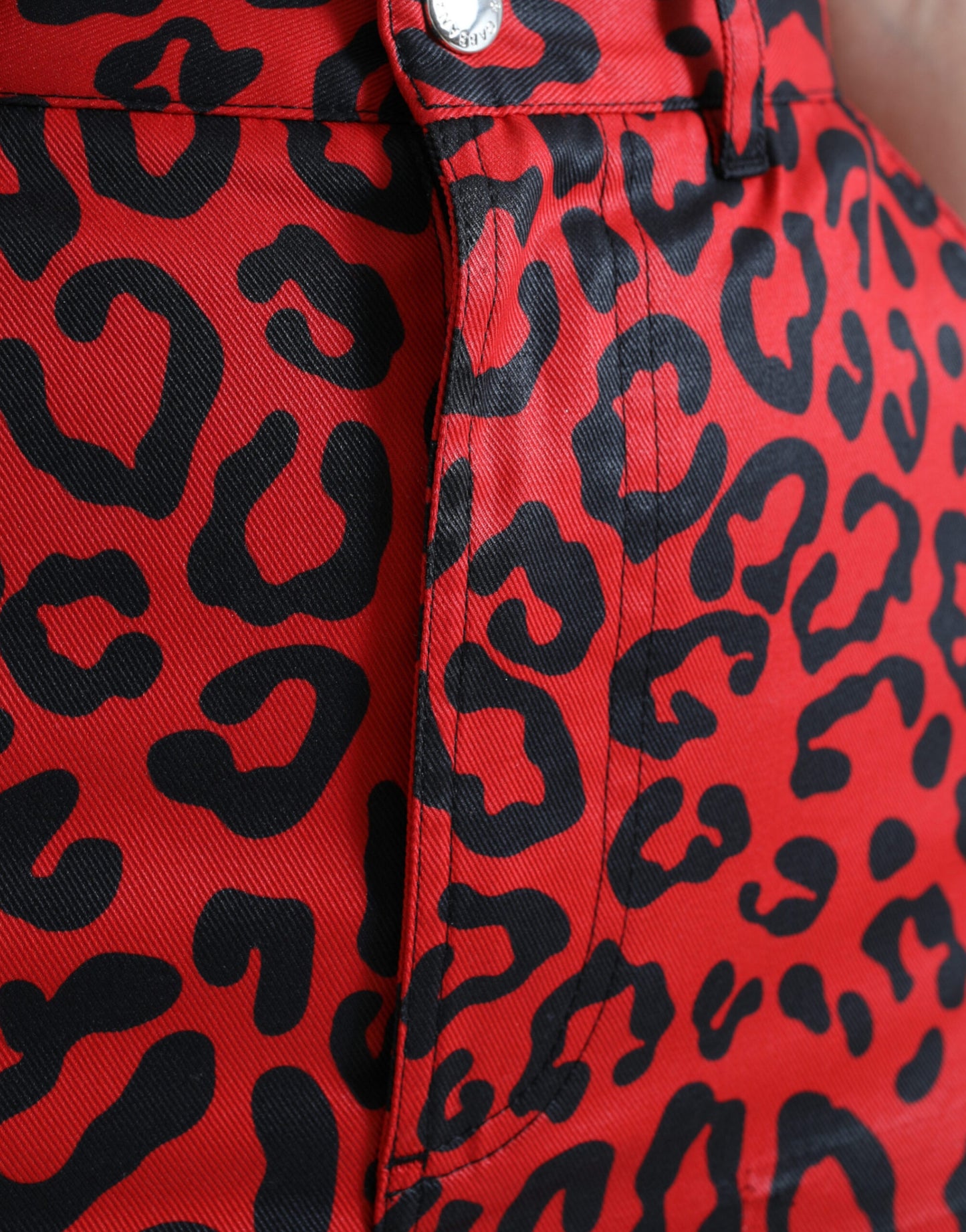 Dolce & Gabbana Højtaljet Rød Leopard Mini Nederdel