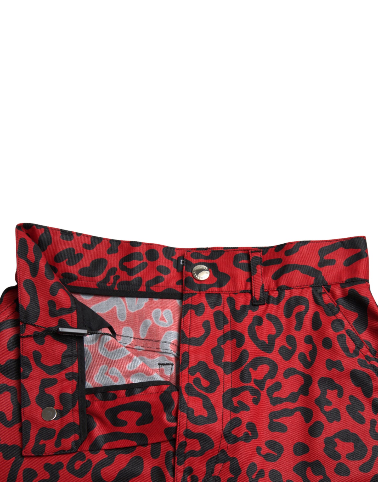 Dolce & Gabbana Højtaljet Rød Leopard Mini Nederdel