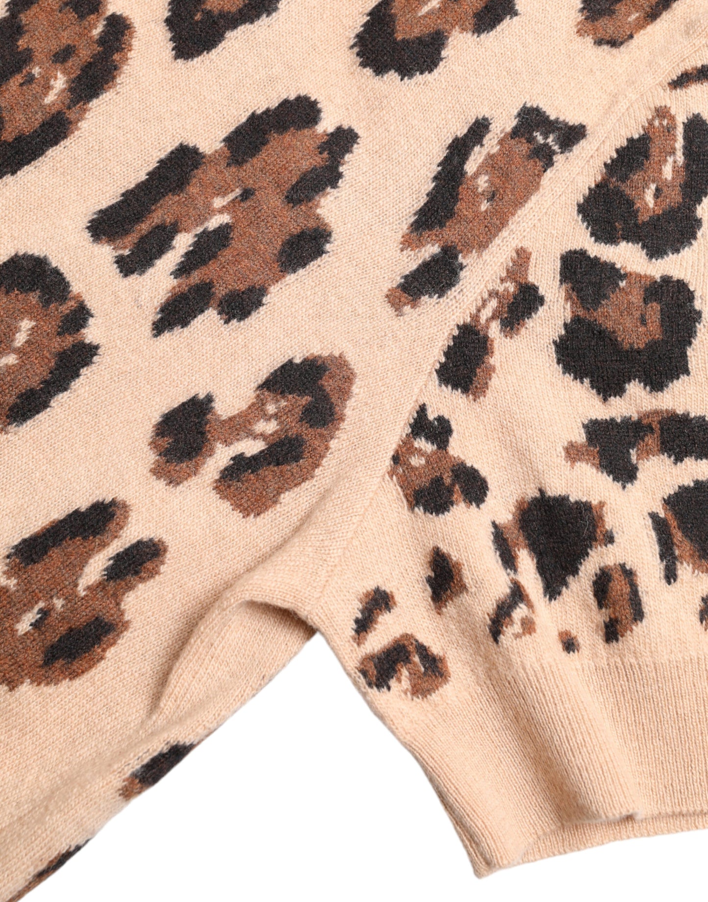 Dolce & Gabbana Elegant Beige Leopard Rullekravetop i Uld