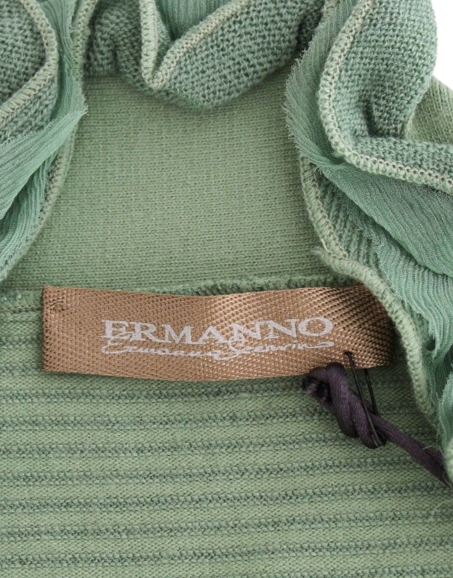 Ermanno Scervino Elegant Grøn Stribet Uldblandingstrøje