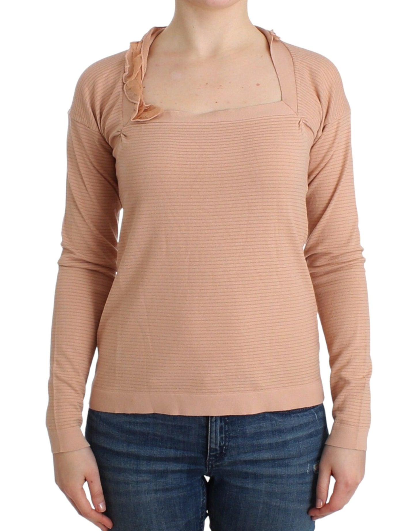 Ermanno Scervino Chic Stribet Orange Sweater i Uldblanding