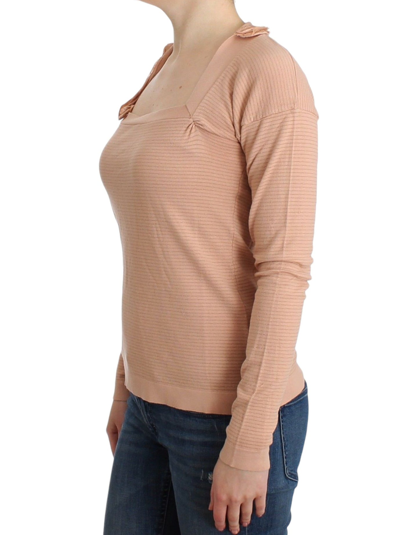 Ermanno Scervino Chic Stribet Orange Sweater i Uldblanding