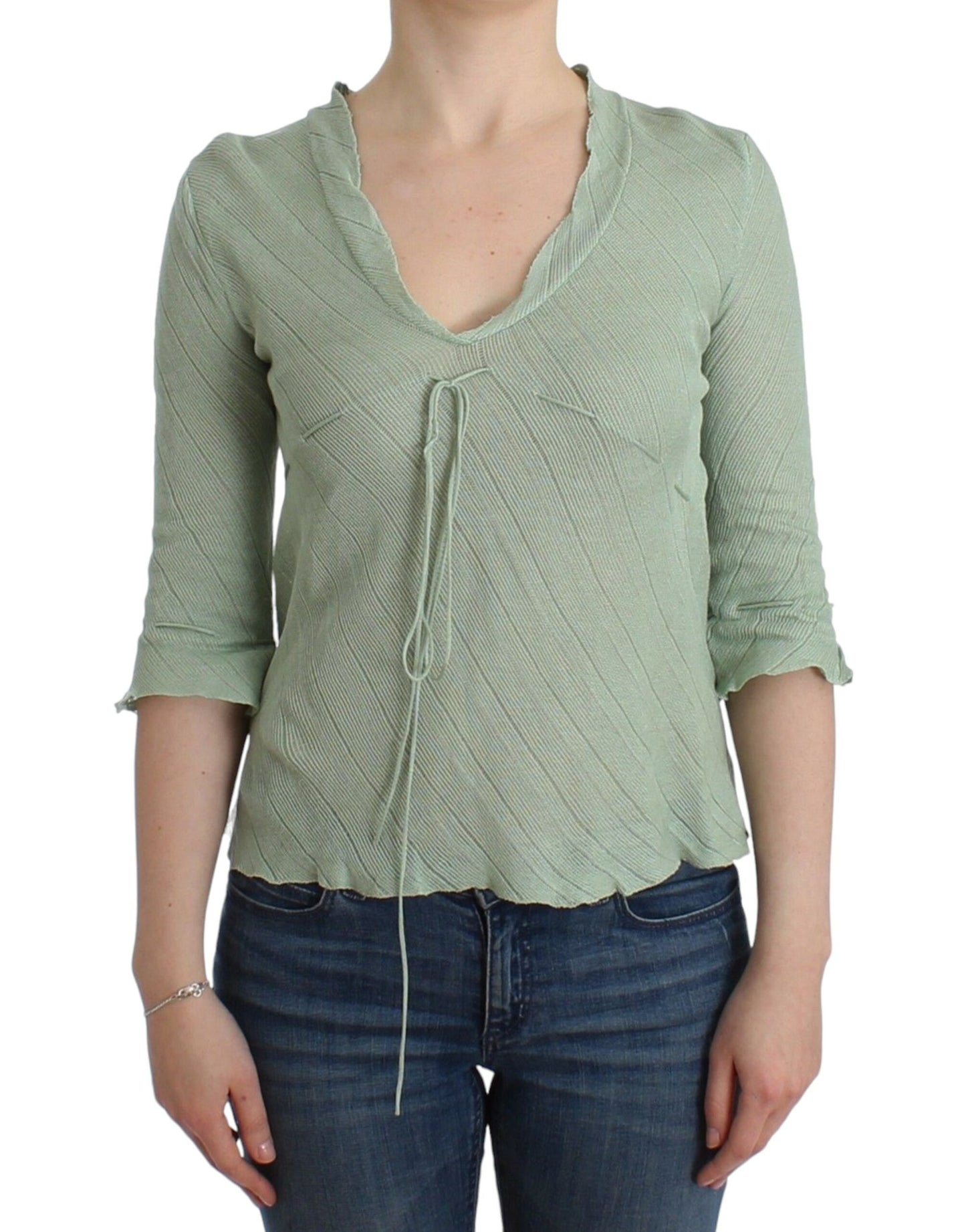 Ermanno Scervino Chic Grøn Strikket Top – Æterisk Elegance