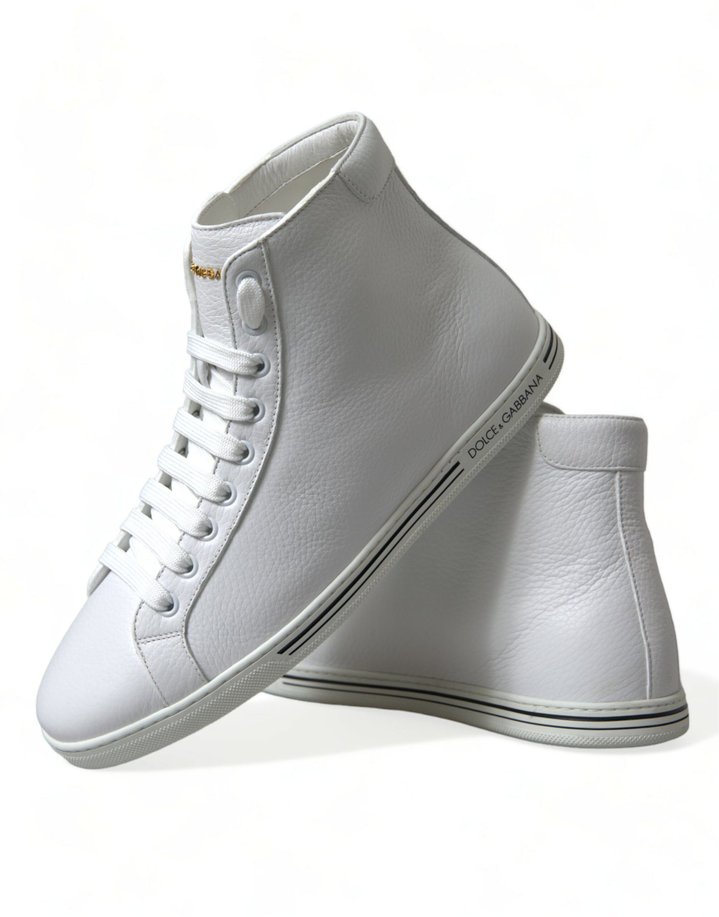 Dolce & Gabbana Elegante Hvide Læder High Top Sneakers