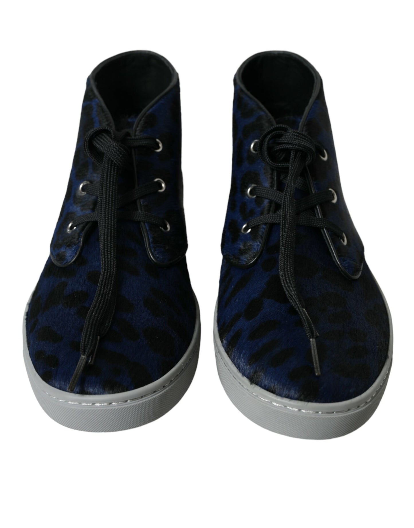 Dolce & Gabbana Chic Blå Leopardprint Mellemhøje Sneakers