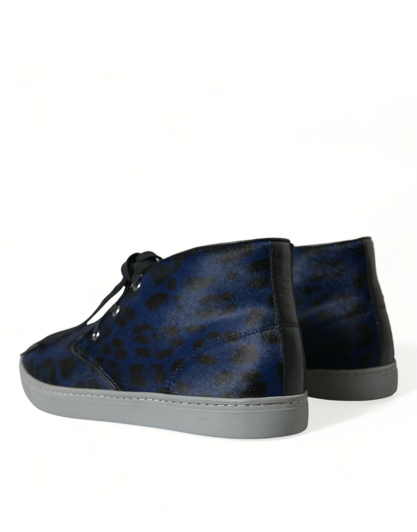 Dolce & Gabbana Chic Blå Leopardprint Mellemhøje Sneakers