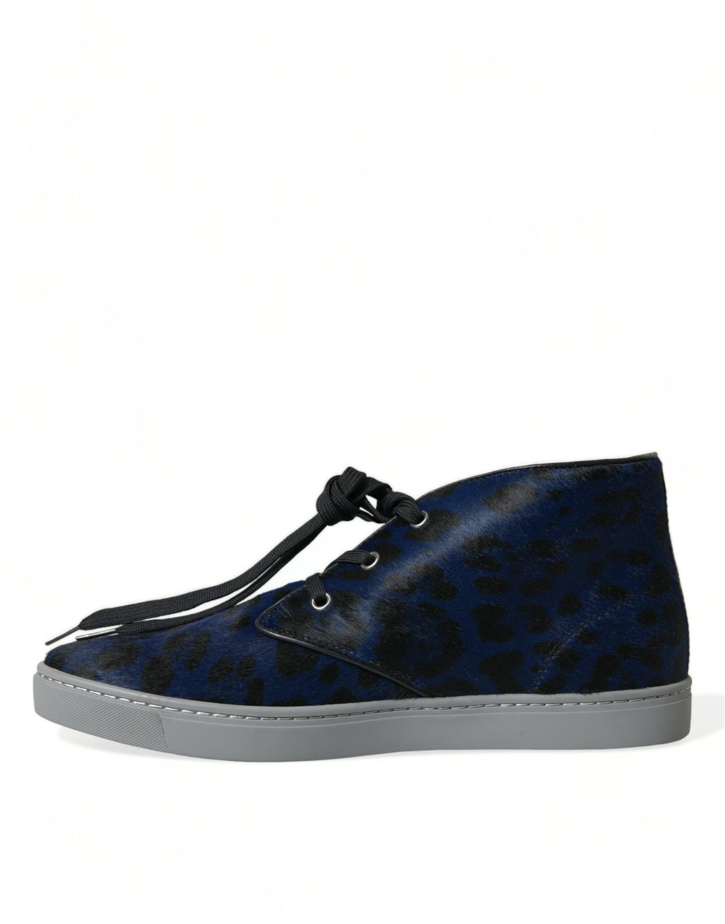 Dolce & Gabbana Chic Blå Leopardprint Mellemhøje Sneakers