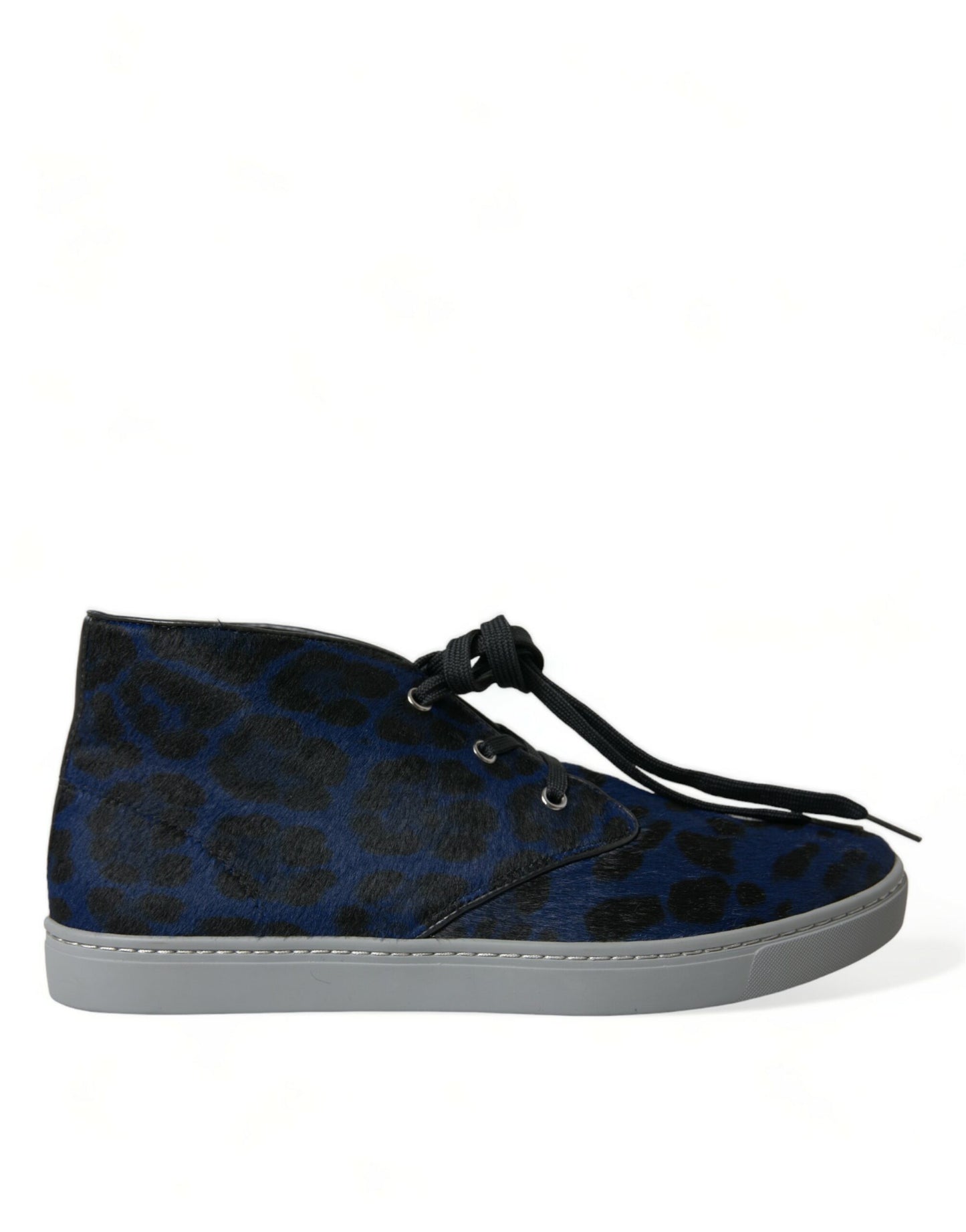 Dolce & Gabbana Chic Blå Leopardprint Mellemhøje Sneakers