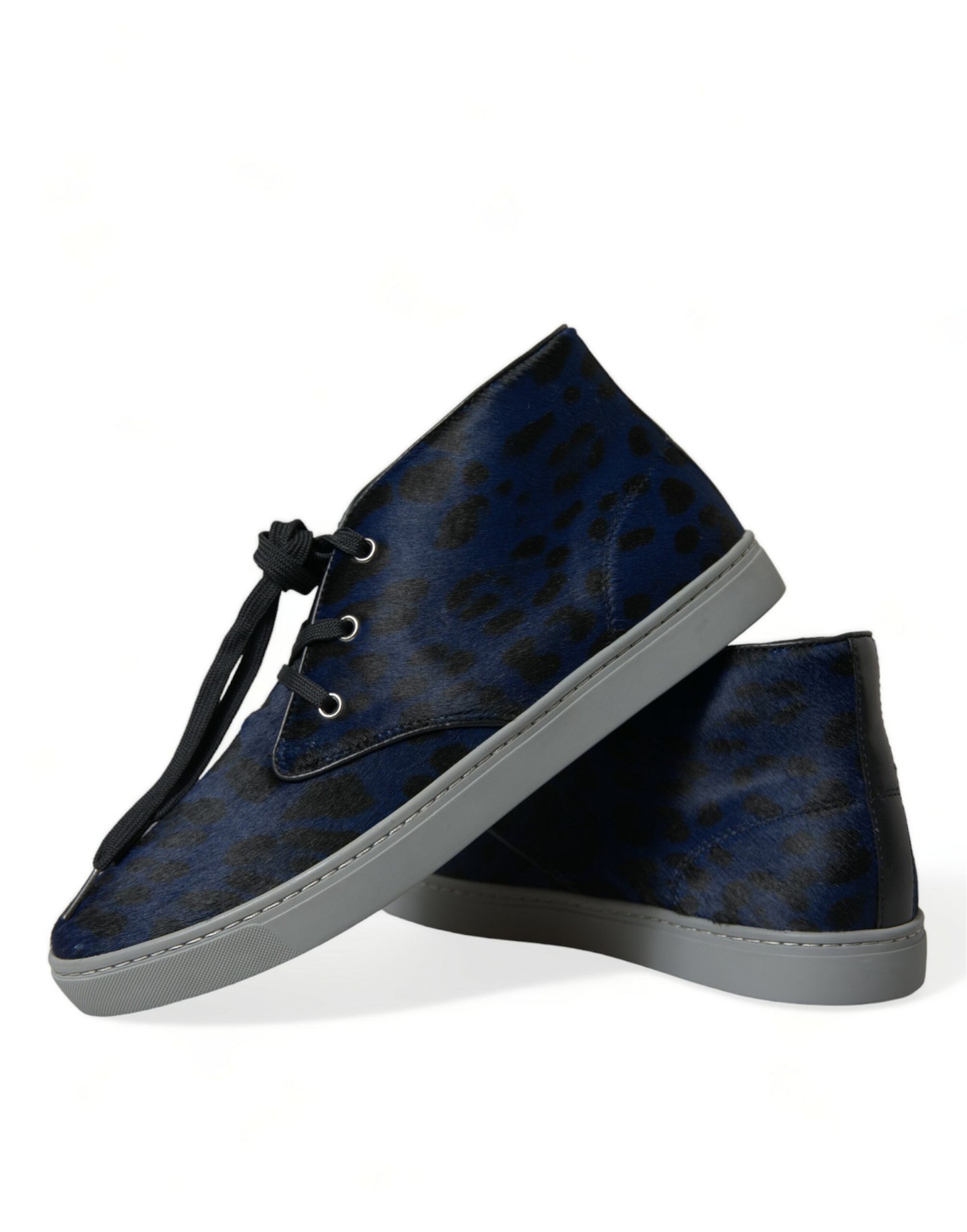 Dolce & Gabbana Chic Blå Leopardprint Mellemhøje Sneakers