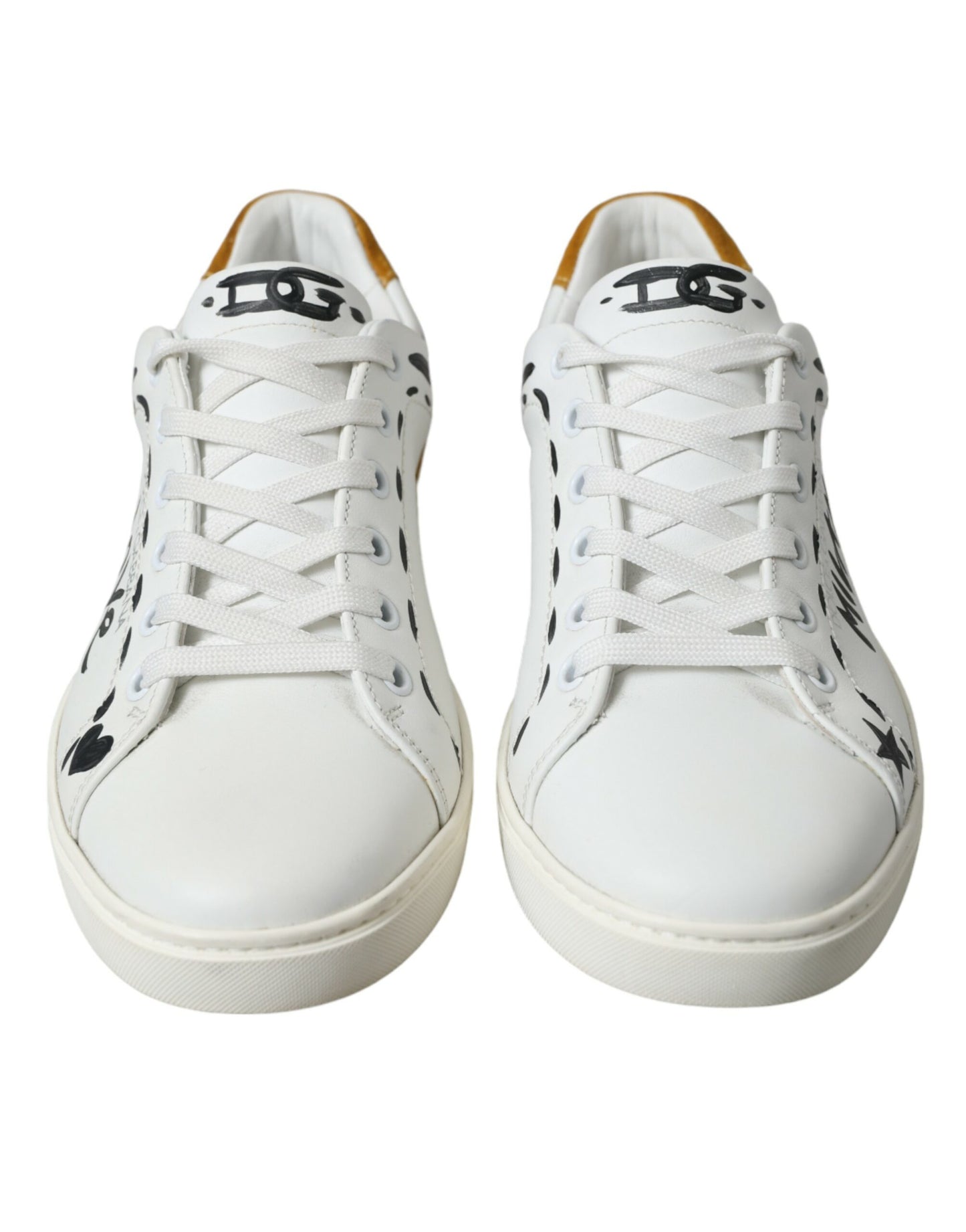 Dolce & Gabbana Sleeve Hvide Low Top Lædersneakers