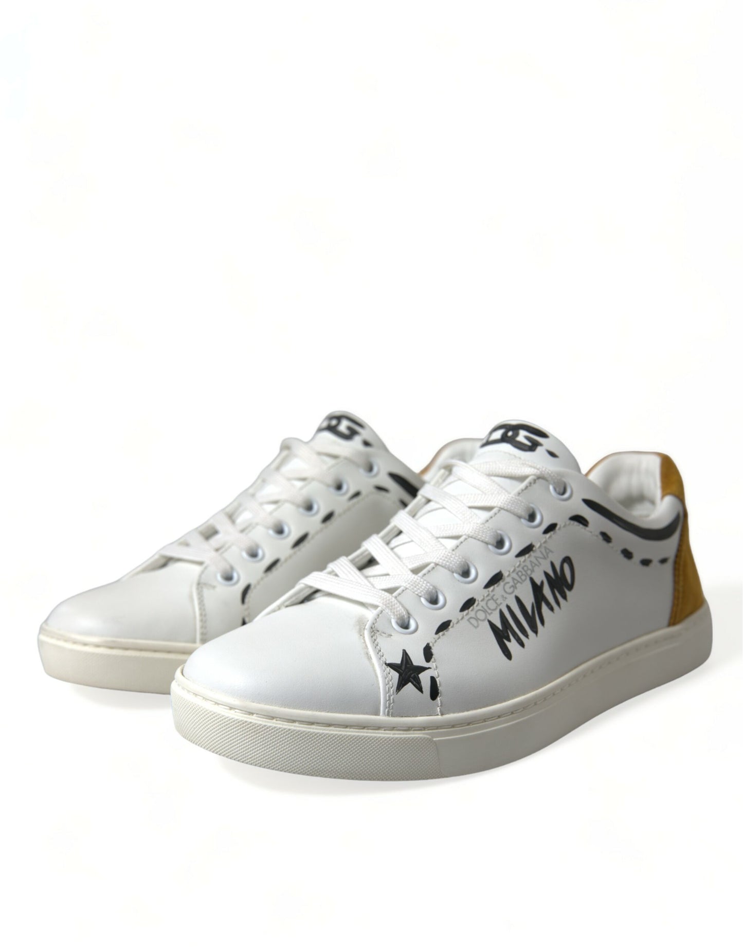 Dolce & Gabbana Sleeve Hvide Low Top Lædersneakers