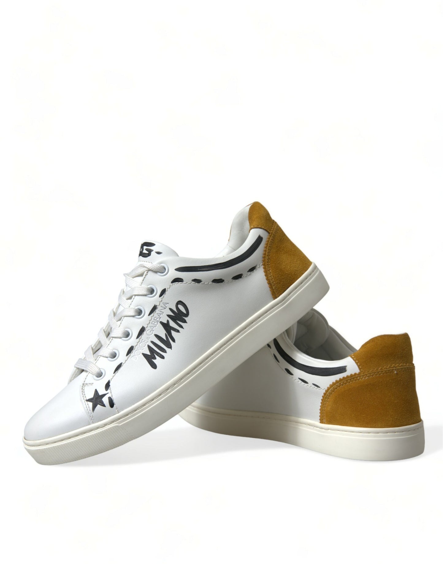 Dolce & Gabbana Sleeve Hvide Low Top Lædersneakers