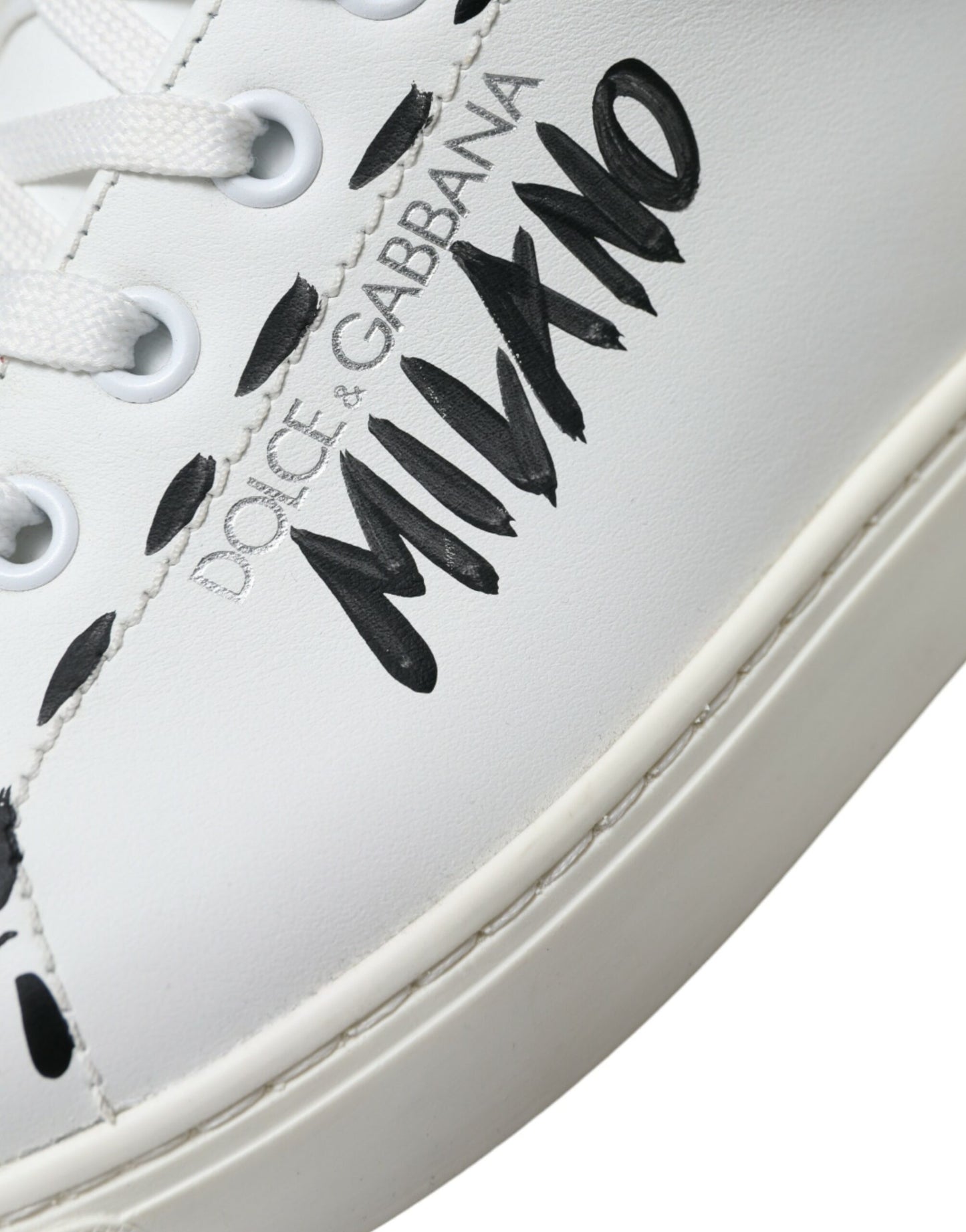 Dolce & Gabbana Sleeve Hvide Low Top Lædersneakers