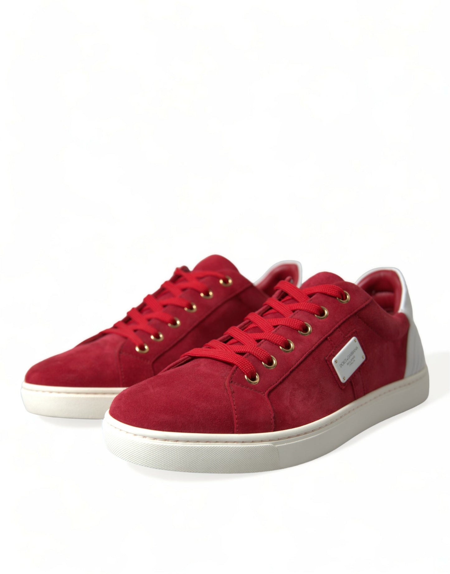 Dolce & Gabbana Elegante Røde & Hvide Lave Sneakers