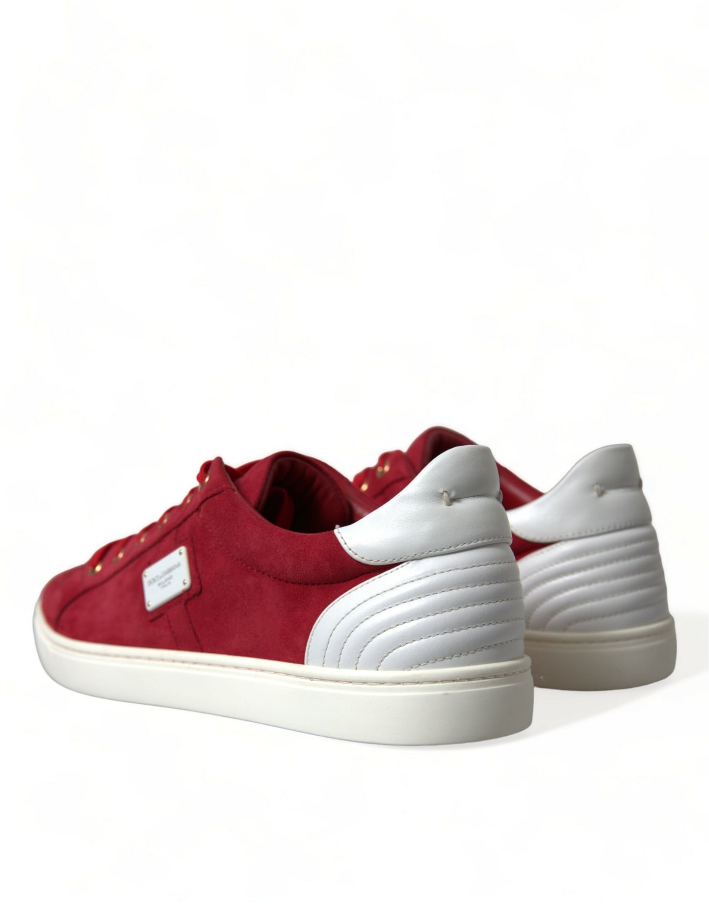Dolce & Gabbana Elegante Røde & Hvide Lave Sneakers