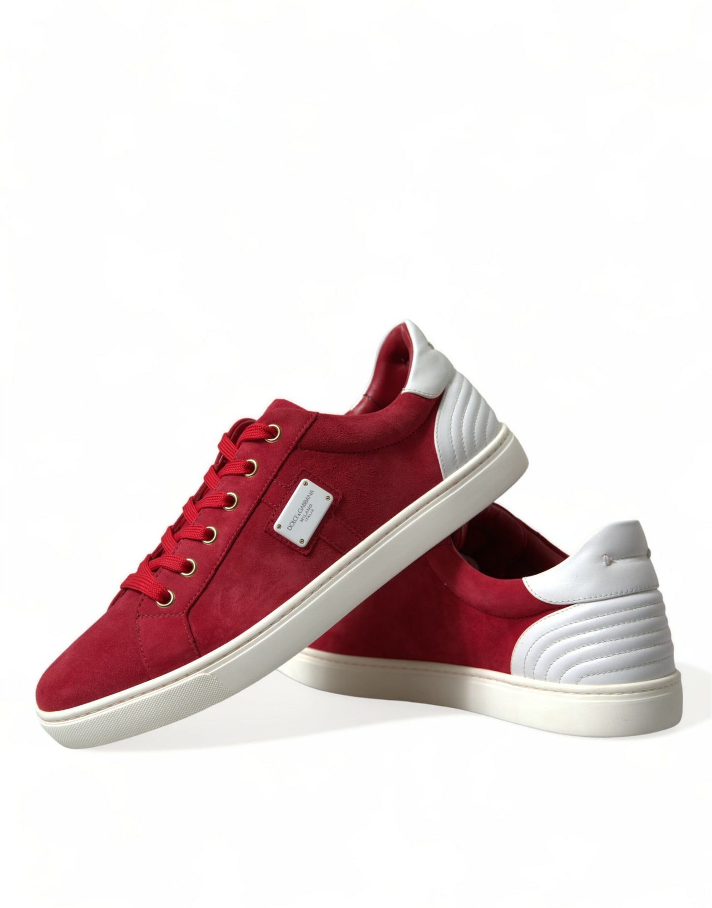 Dolce & Gabbana Elegante Røde & Hvide Lave Sneakers