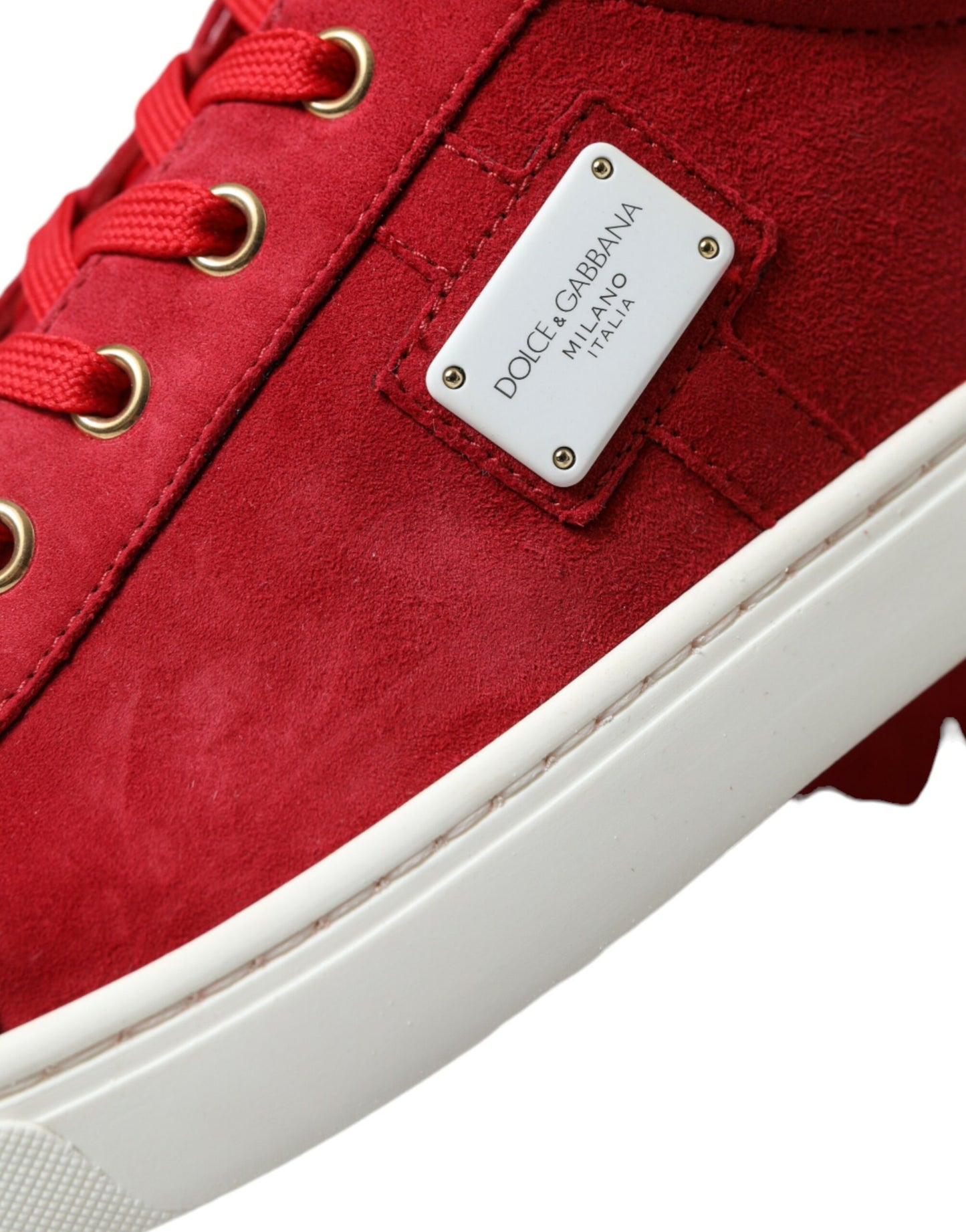 Dolce & Gabbana Elegante Røde & Hvide Lave Sneakers