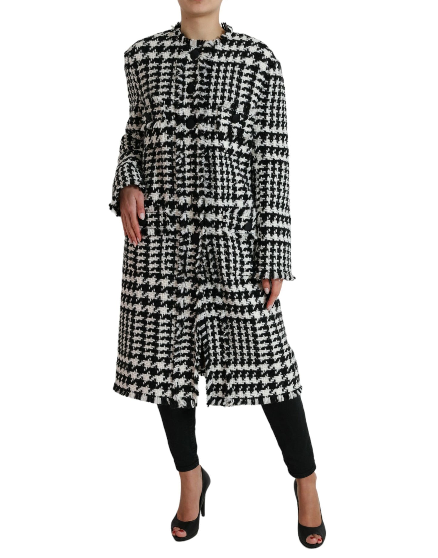 Dolce & Gabbana Elegant Houndstooth Lang Trenchcoat