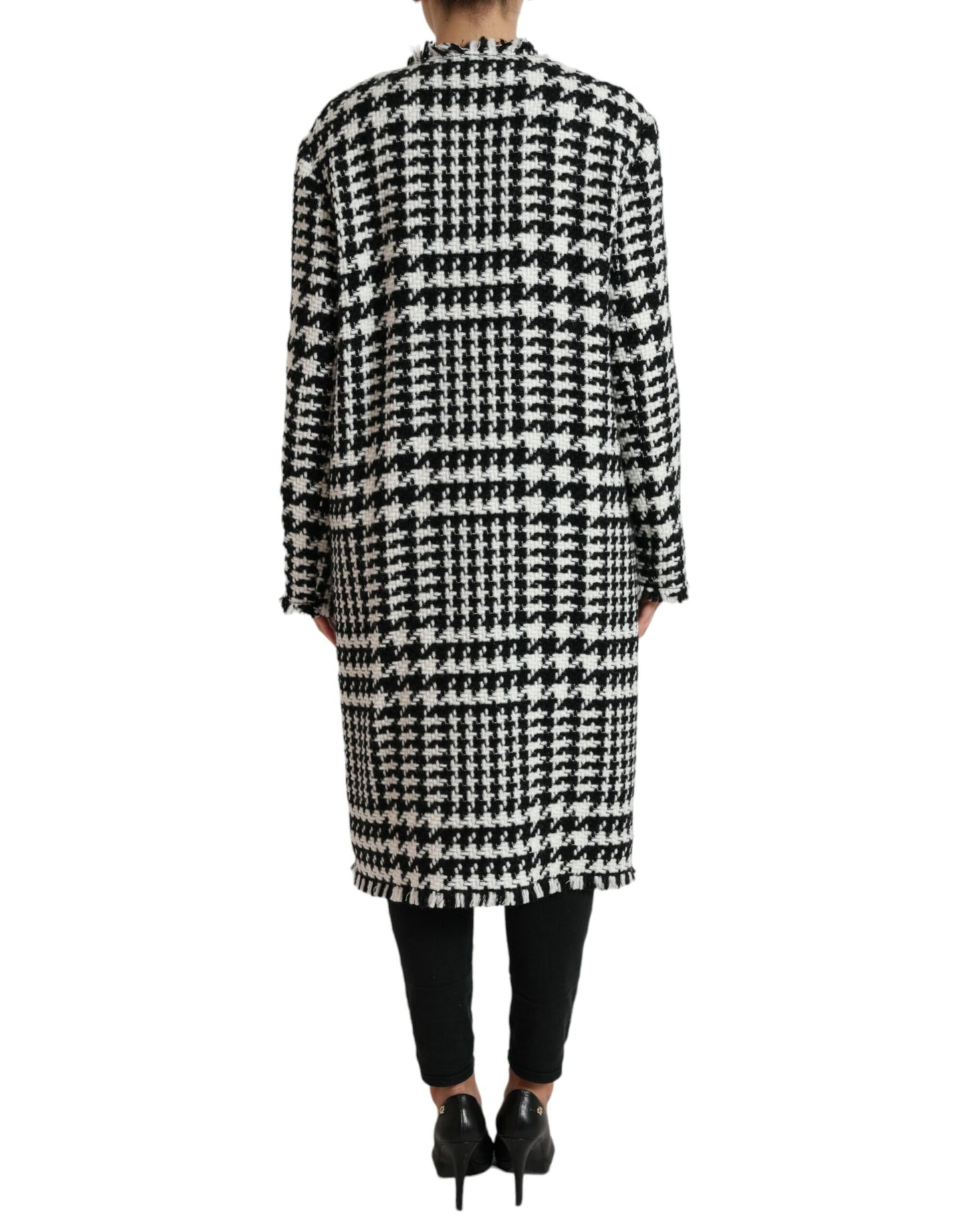 Dolce & Gabbana Elegant Houndstooth Lang Trenchcoat