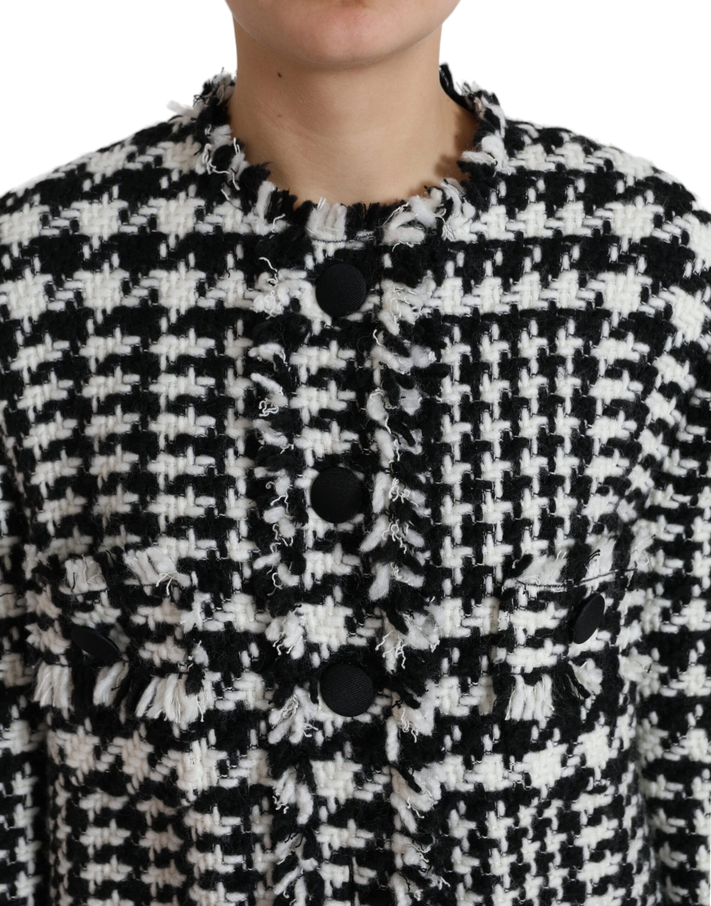 Dolce & Gabbana Elegant Houndstooth Lang Trenchcoat