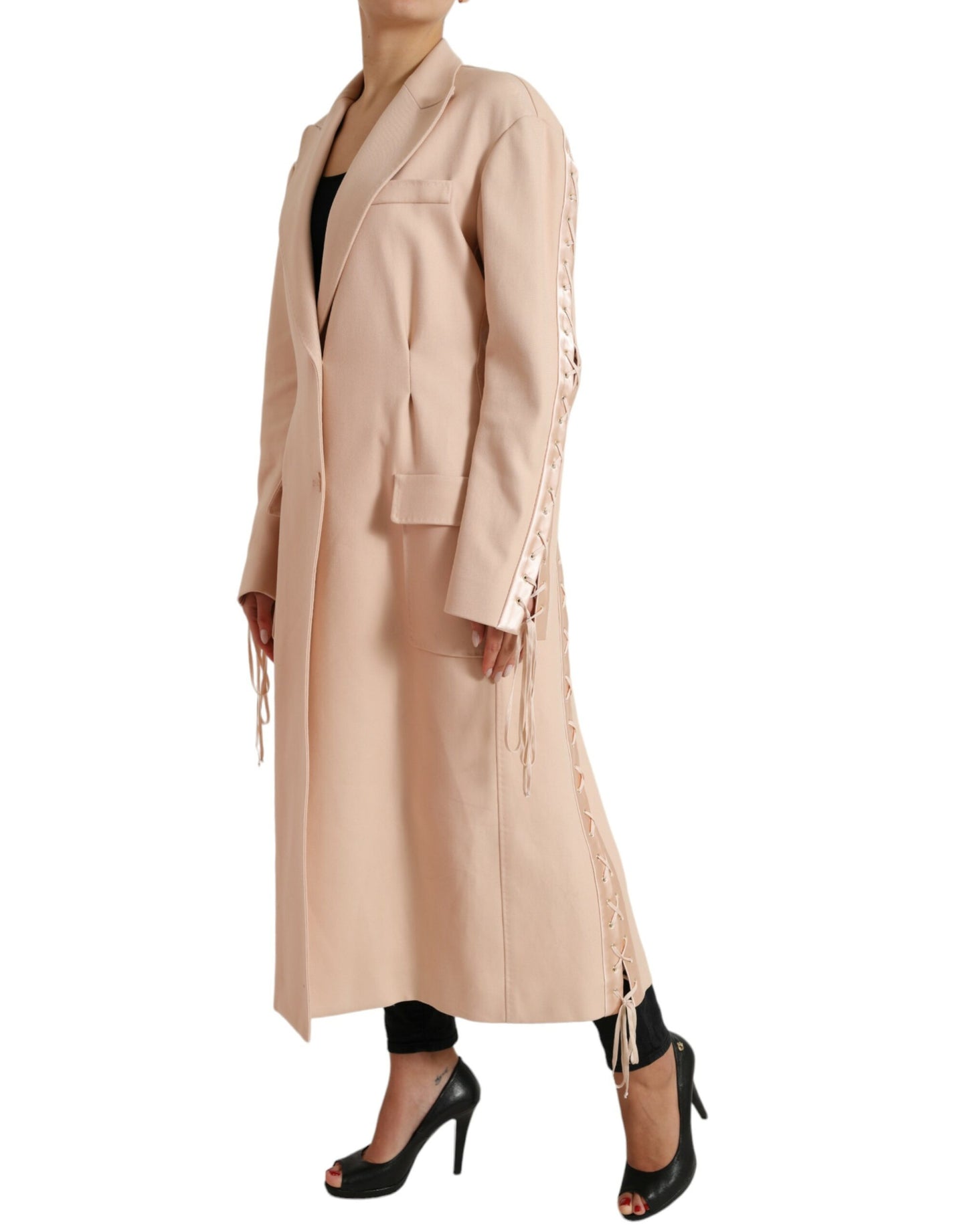 Dolce & Gabbana Elegant Beige Enkeltradet Trenchcoat