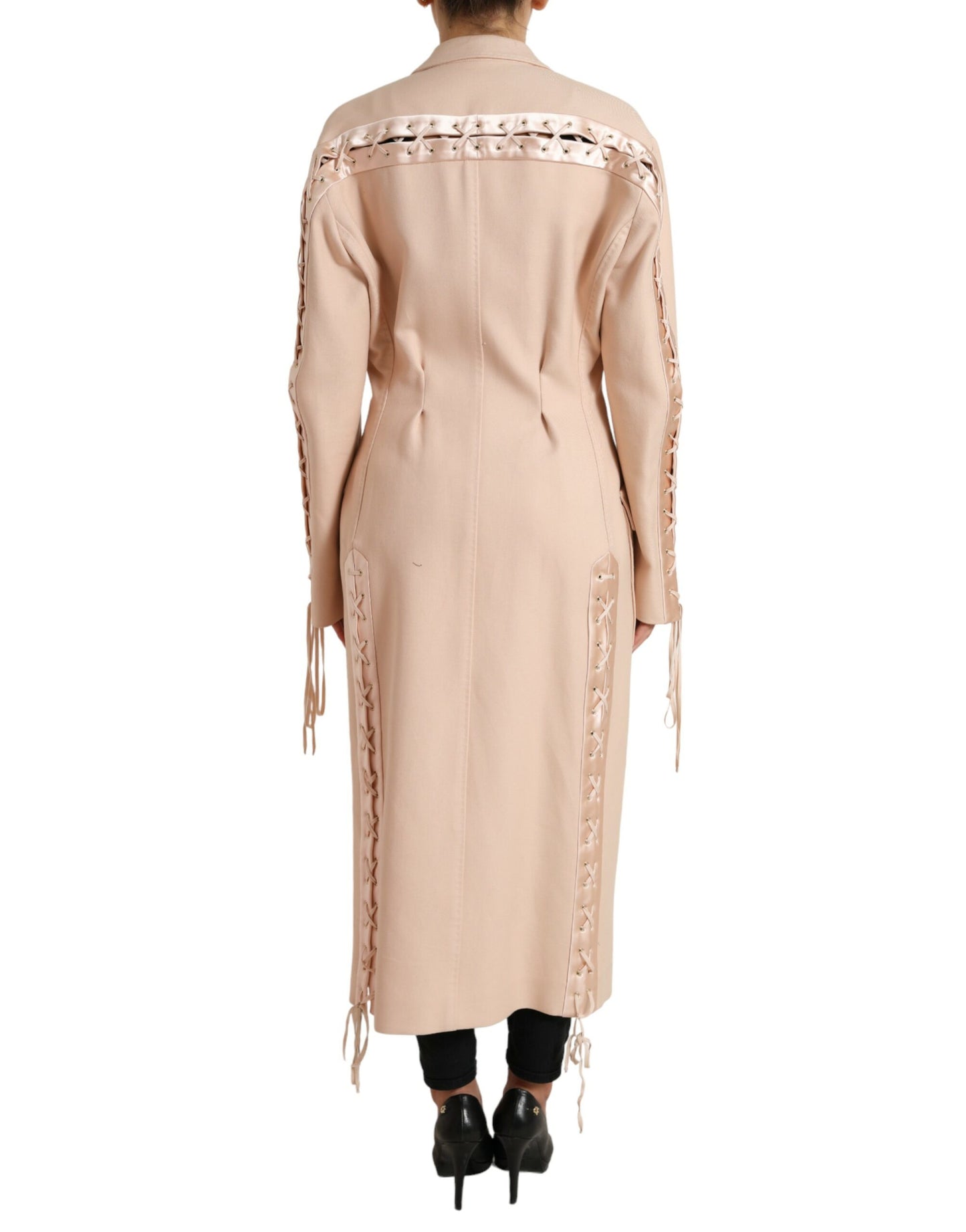 Dolce & Gabbana Elegant Beige Enkeltradet Trenchcoat