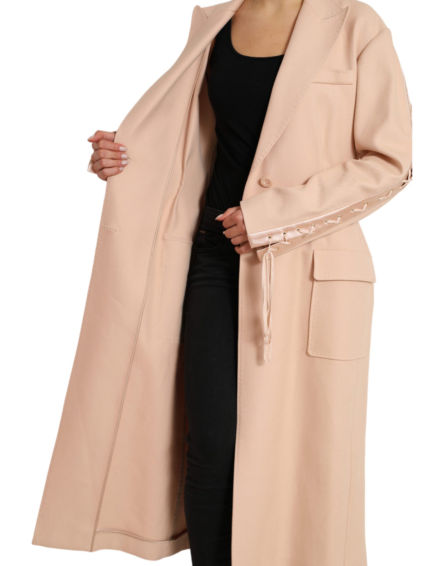 Dolce & Gabbana Elegant Beige Enkeltradet Trenchcoat