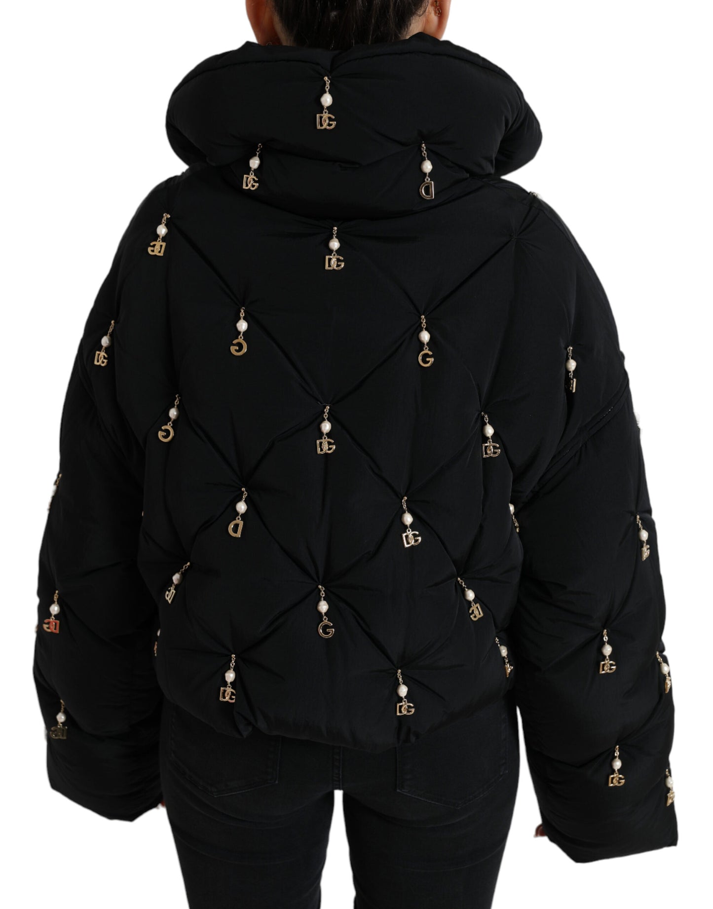 Dolce & Gabbana Elegant Quiltet Jakke med Perleudsmykning