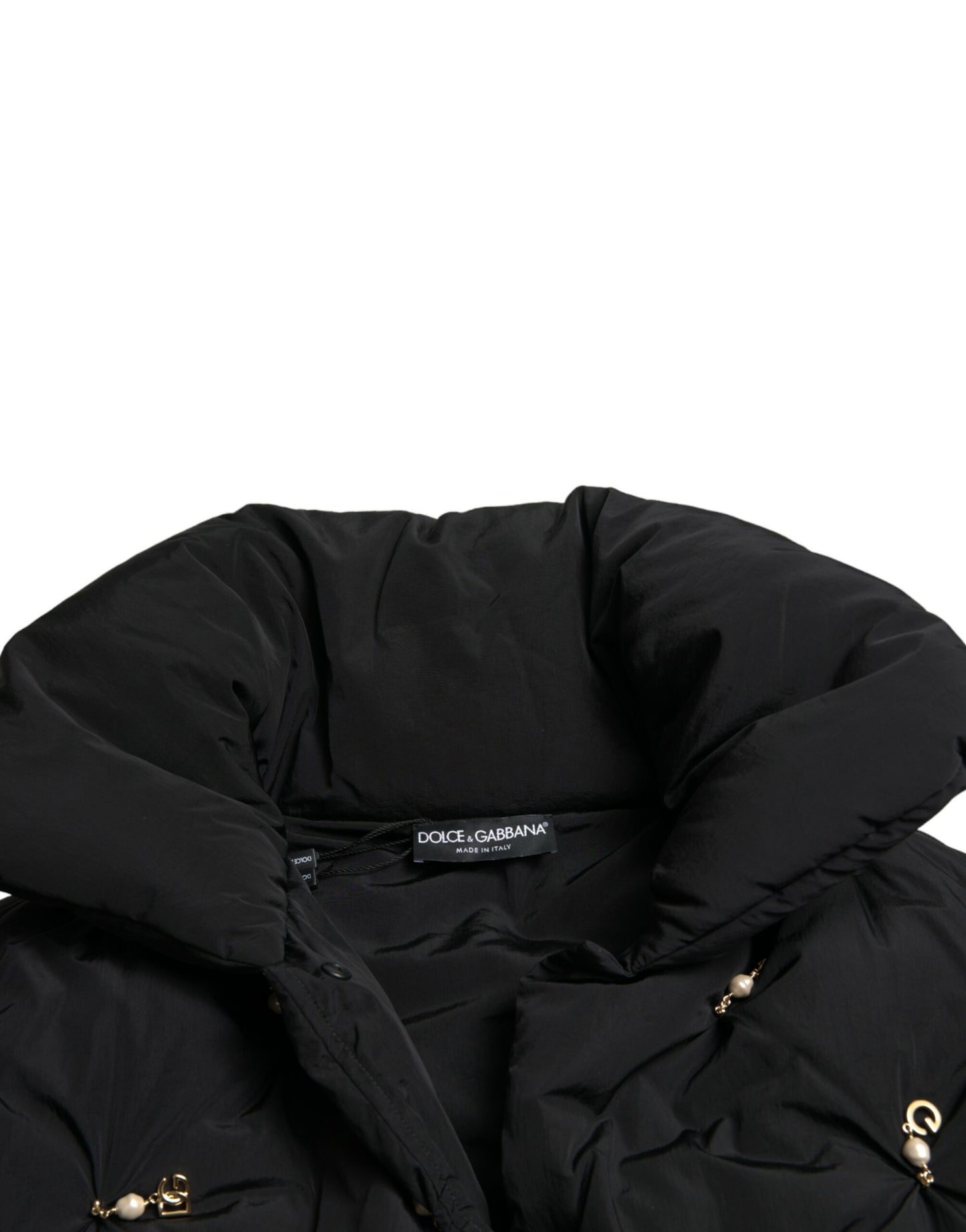 Dolce & Gabbana Elegant Quiltet Jakke med Perleudsmykning