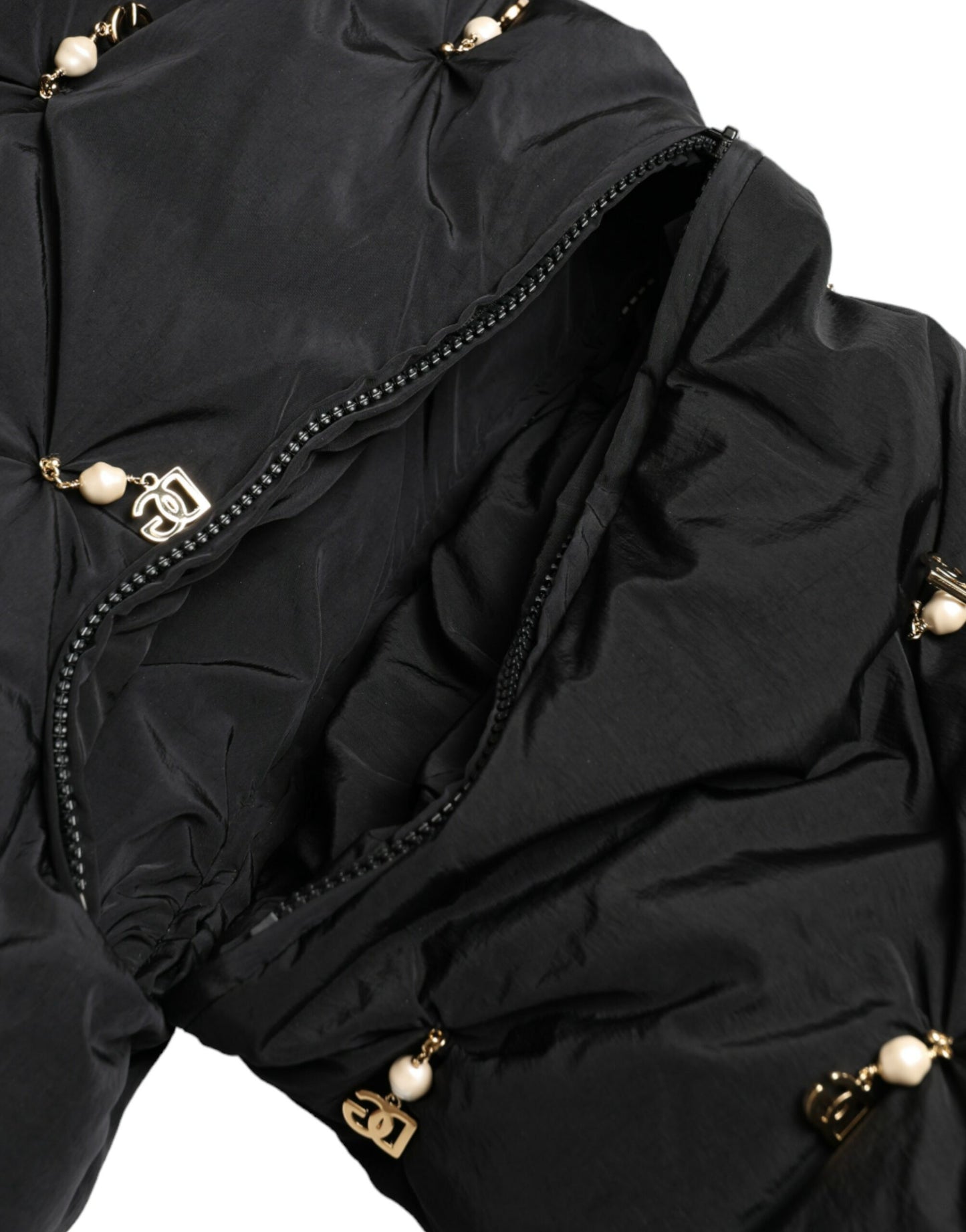 Dolce & Gabbana Elegant Quiltet Jakke med Perleudsmykning