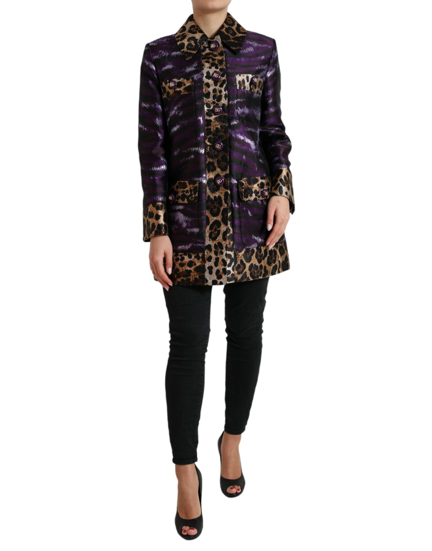 Dolce & Gabbana Udsøgt Jacquard Trenchcoat Med Tigermotiv