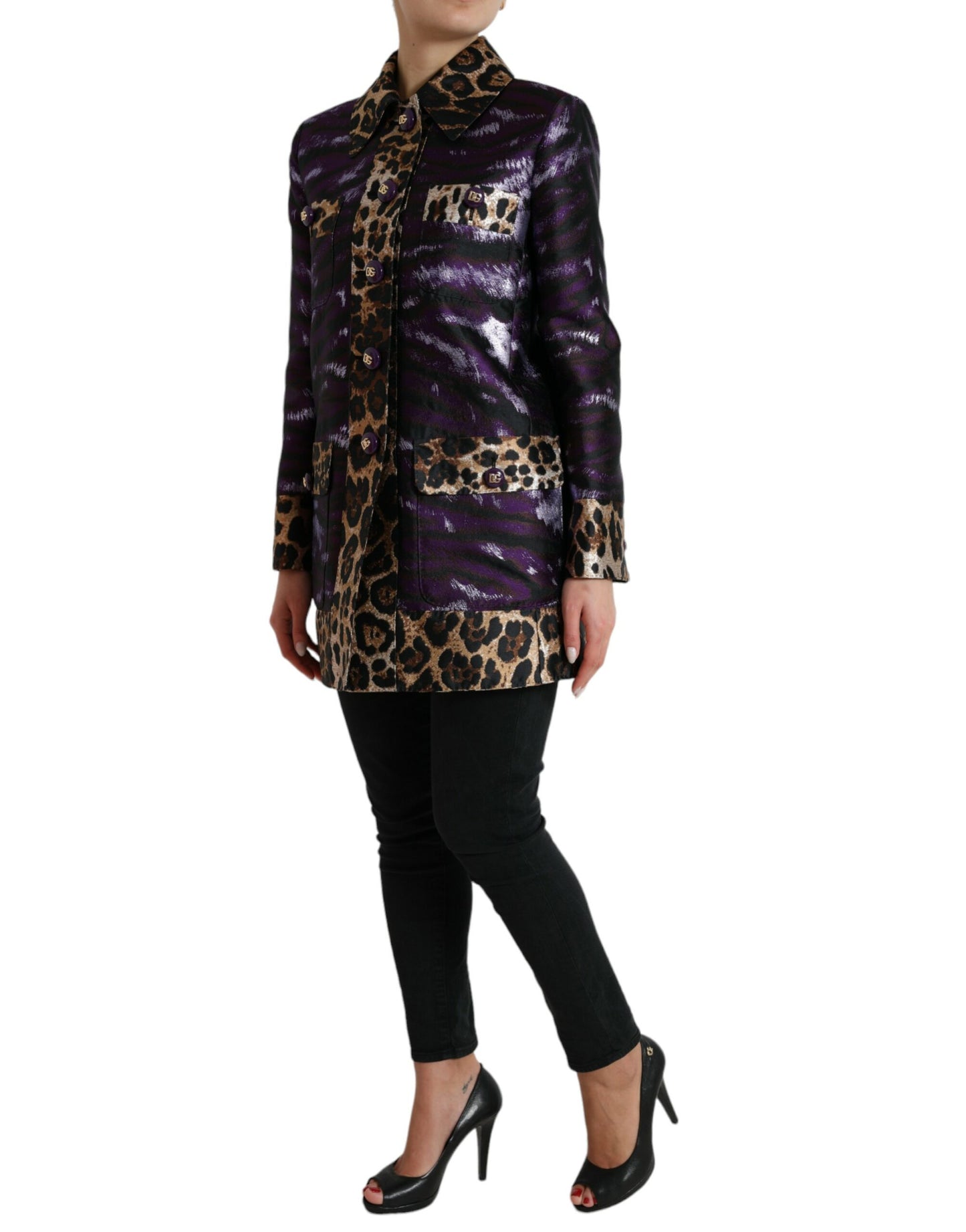 Dolce & Gabbana Udsøgt Jacquard Trenchcoat Med Tigermotiv