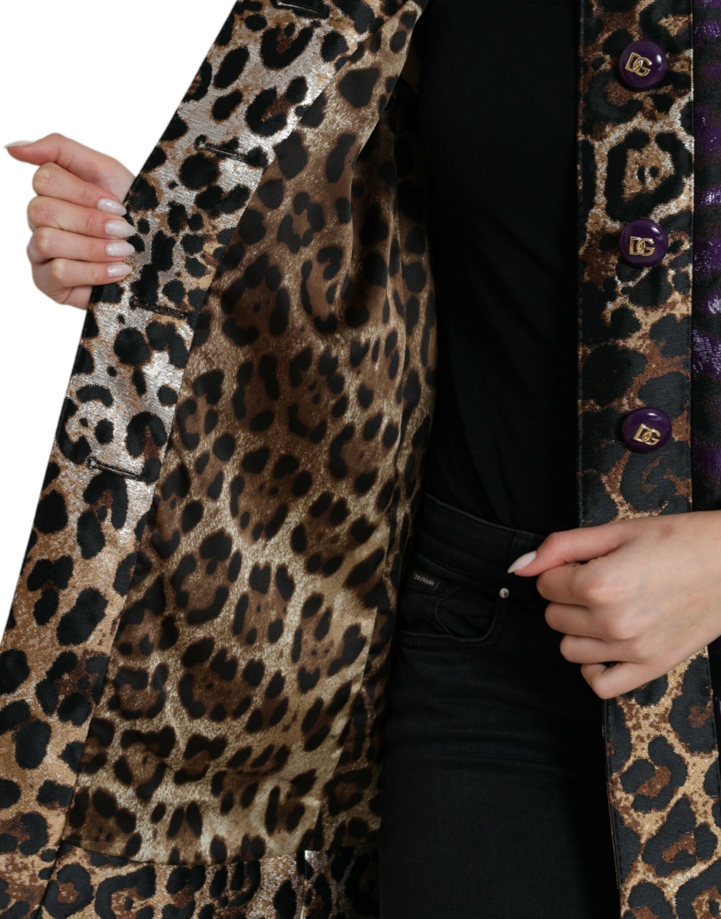 Dolce & Gabbana Udsøgt Jacquard Trenchcoat Med Tigermotiv
