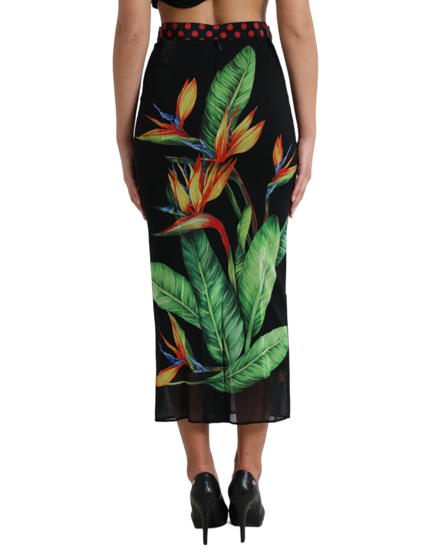 Dolce & Gabbana Blomsterprintet Højtaljet Silke Midi Nederdel