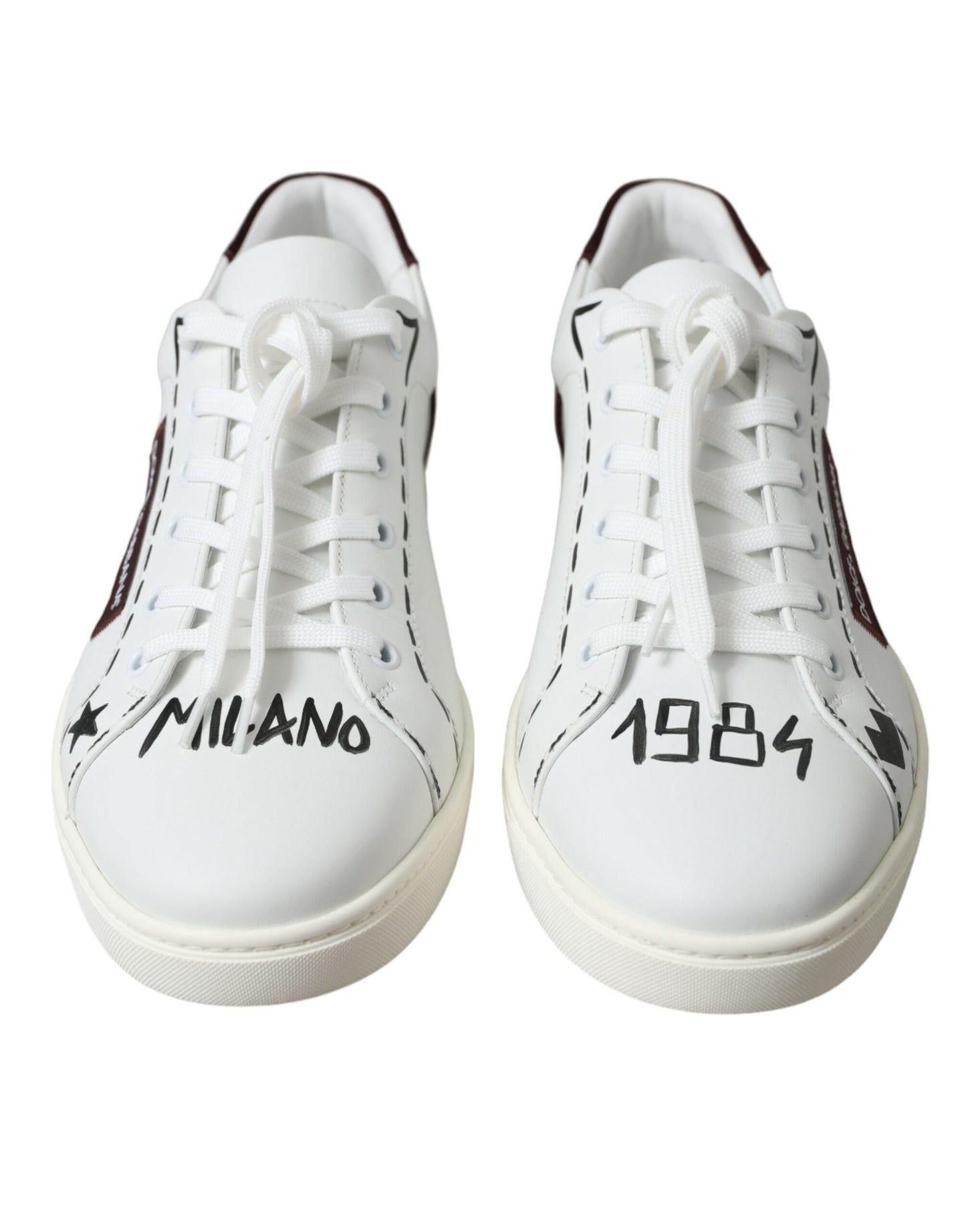 Dolce & Gabbana Eksklusive Hvide Bordeaux Lave Sneakers
