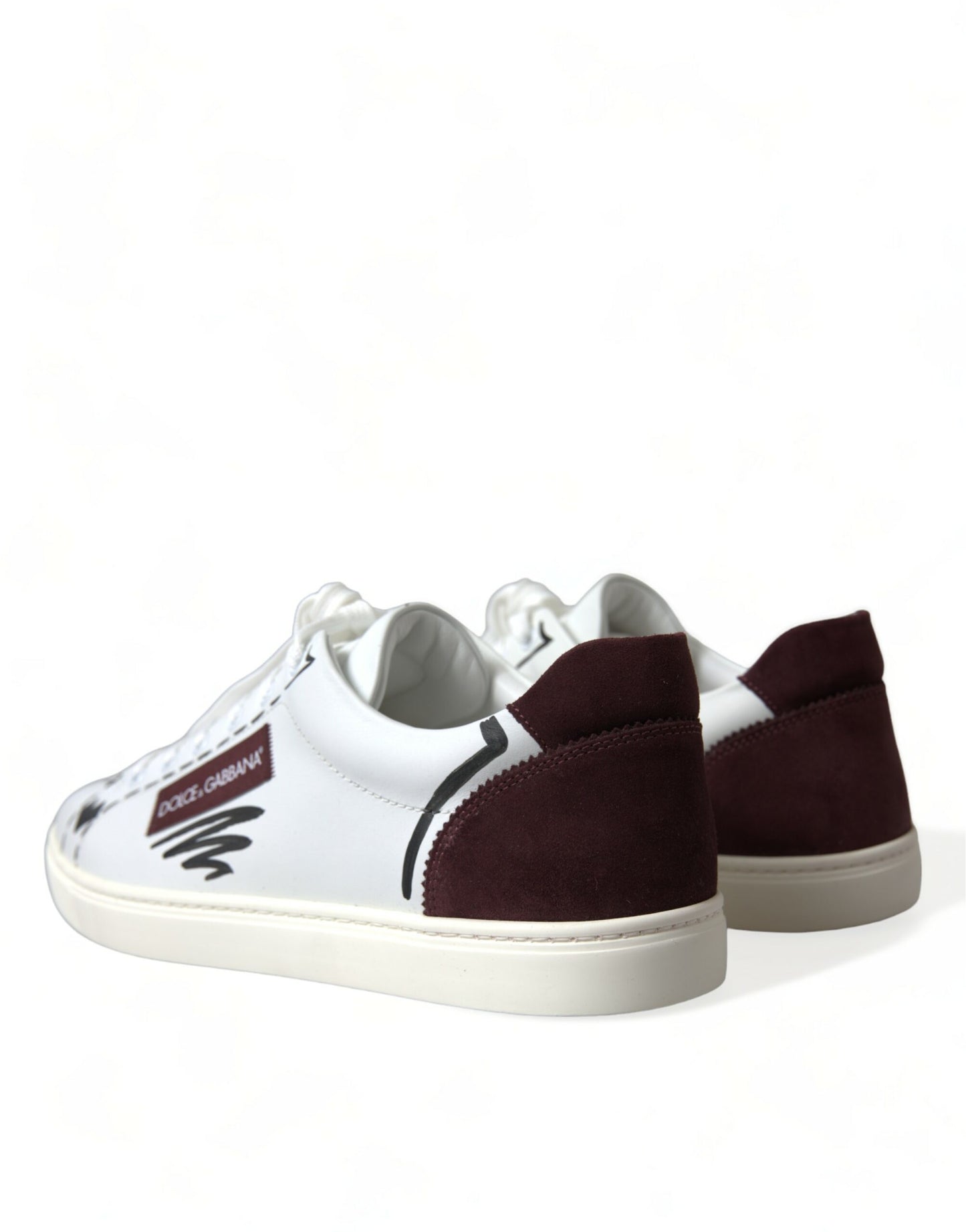 Dolce & Gabbana Eksklusive Hvide Bordeaux Lave Sneakers
