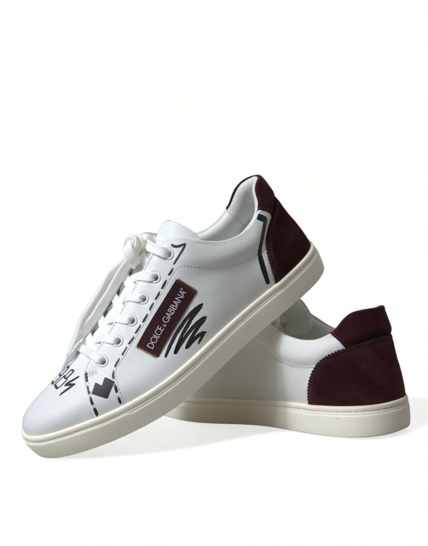 Dolce & Gabbana Eksklusive Hvide Bordeaux Lave Sneakers