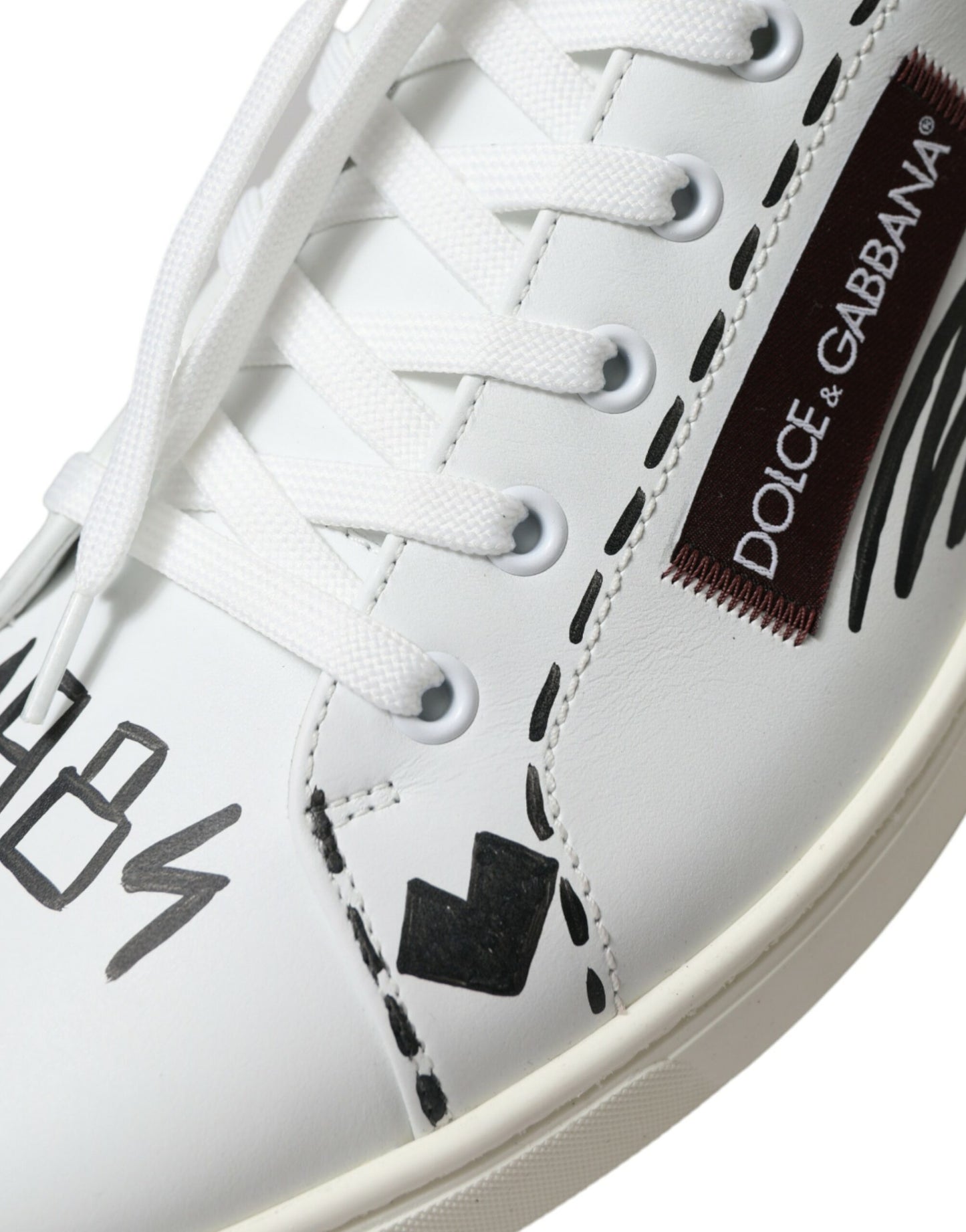 Dolce & Gabbana Eksklusive Hvide Bordeaux Lave Sneakers