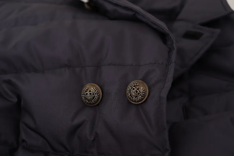 Dolce & Gabbana Elegant Mørkeblå Silkeblandingsjakke